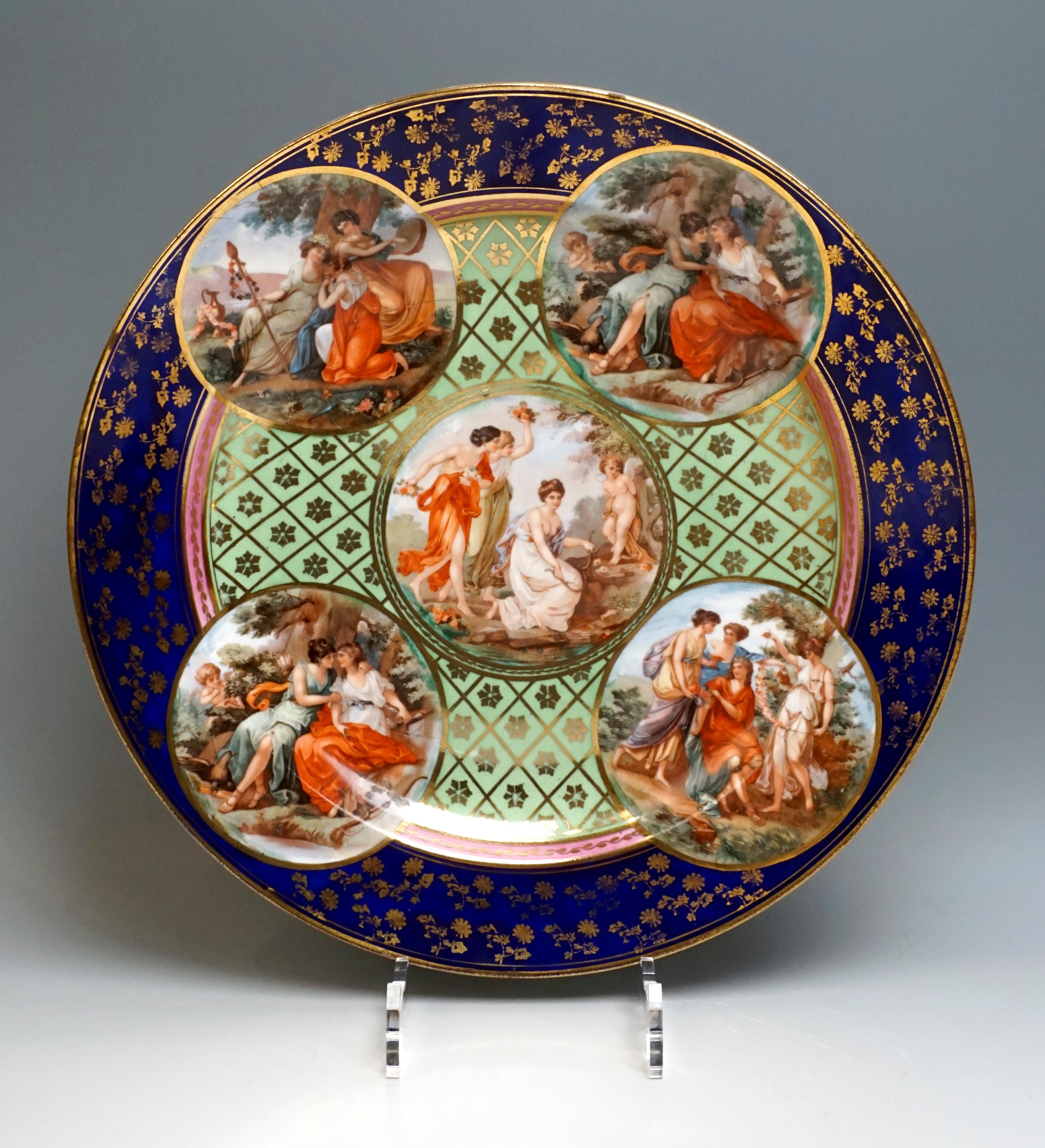 Classical Greek  Royal Vienna Pair of Splendour Plates with Bacchant Scenes, circa 1880