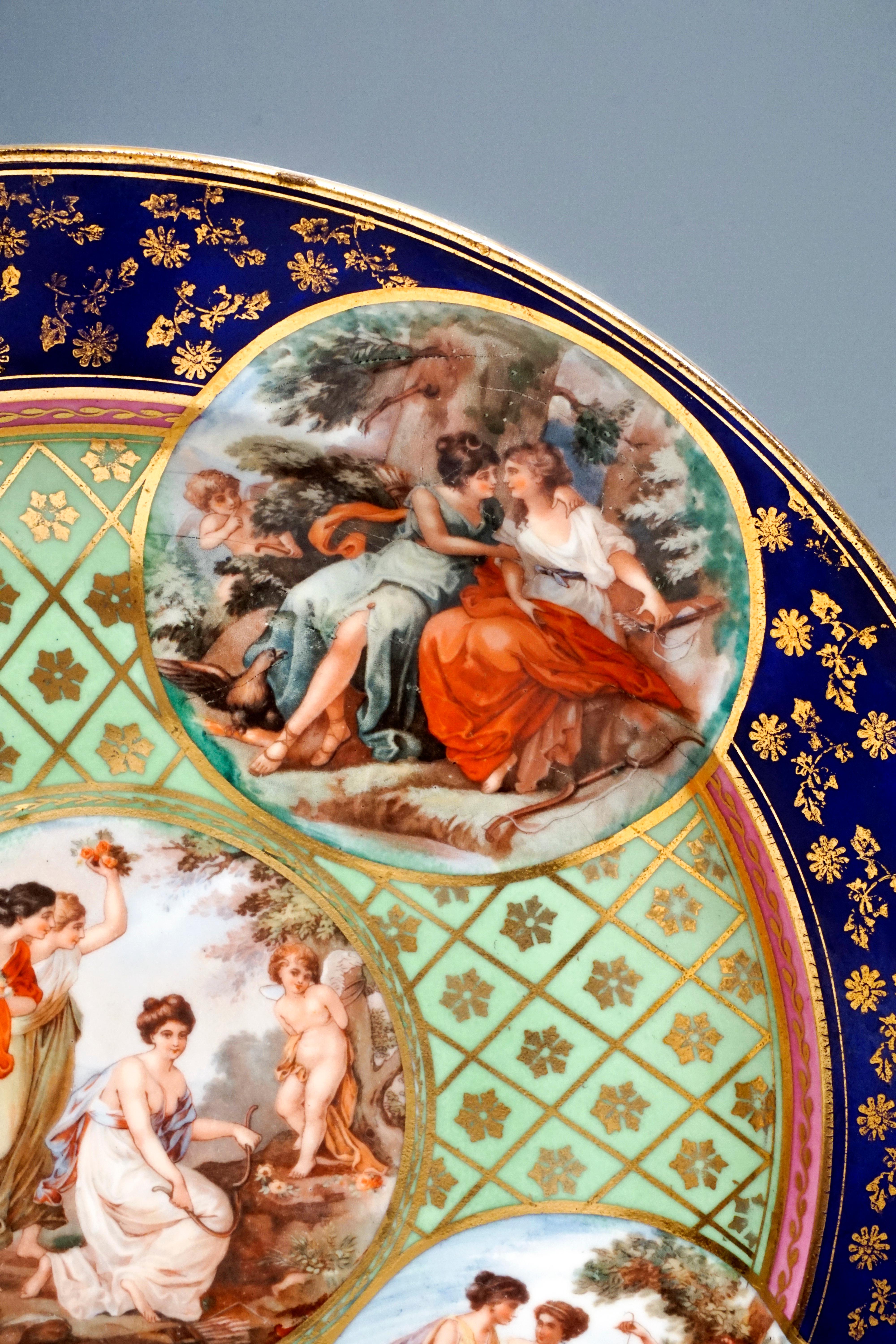 Late 19th Century  Royal Vienna Pair of Splendour Plates with Bacchant Scenes, circa 1880