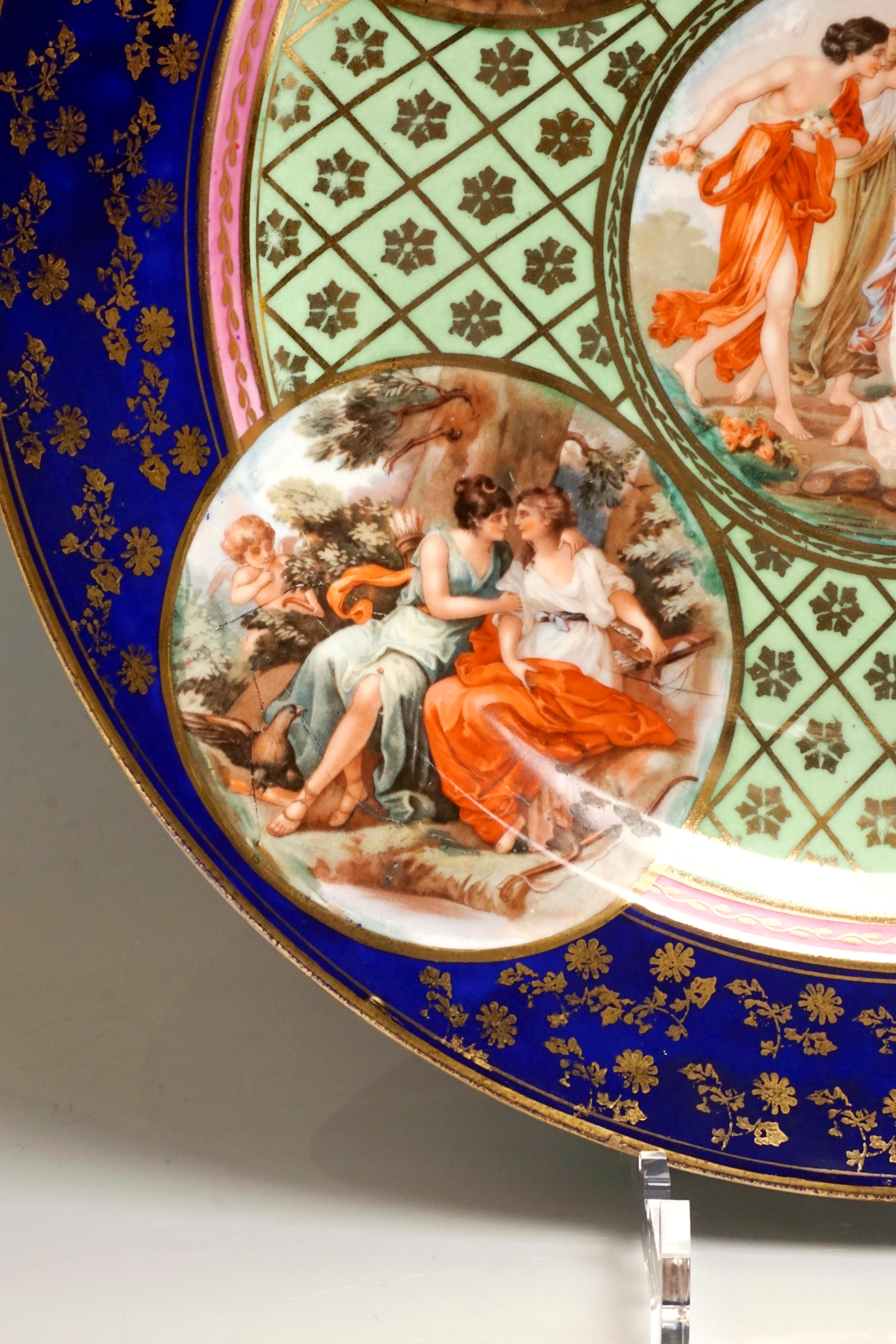 Porcelain  Royal Vienna Pair of Splendour Plates with Bacchant Scenes, circa 1880