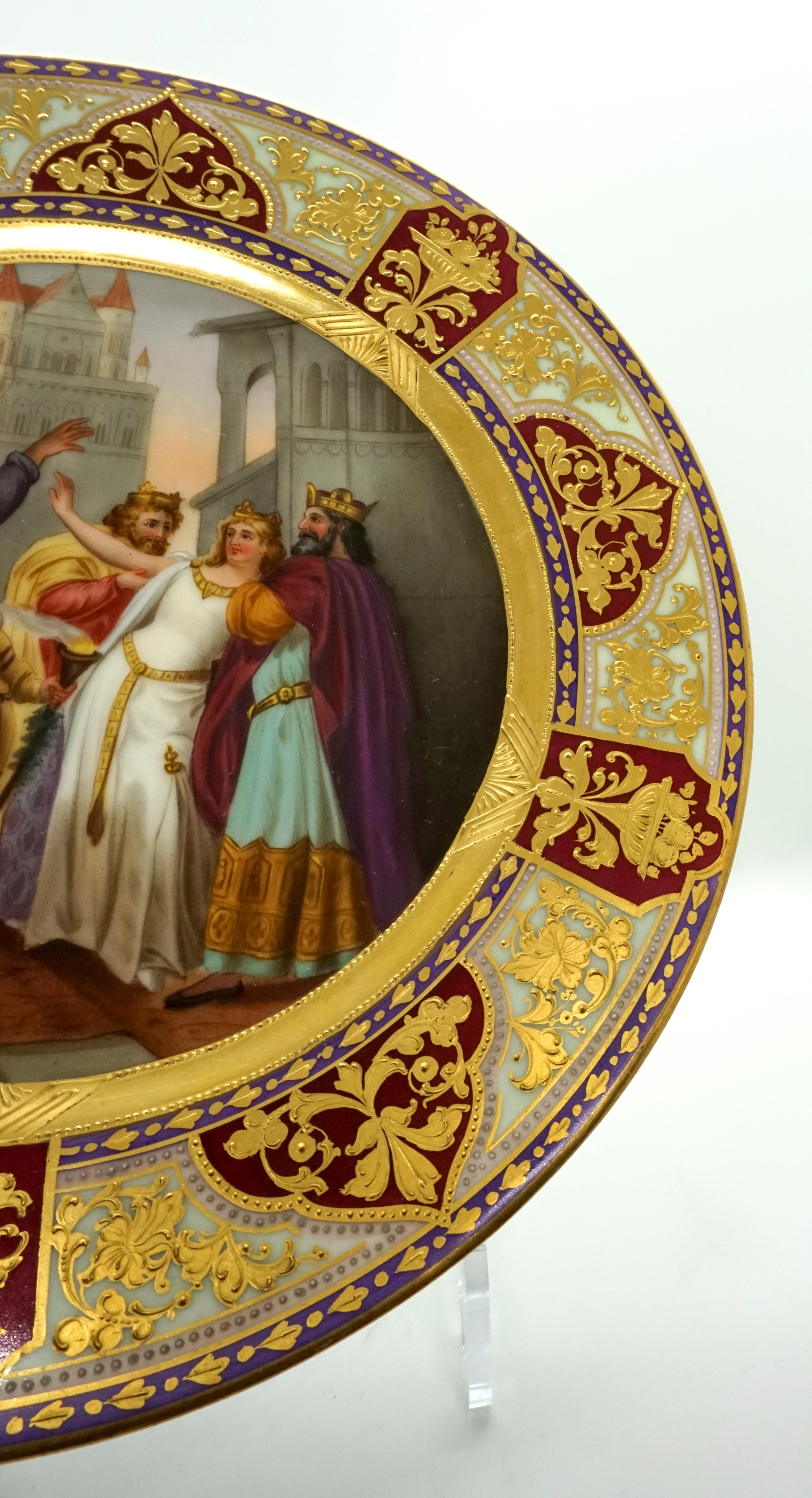 Art Nouveau Royal Vienna Picture Plate 'Lohengrin' Painted by Franz Wagner, circa 1900 For Sale