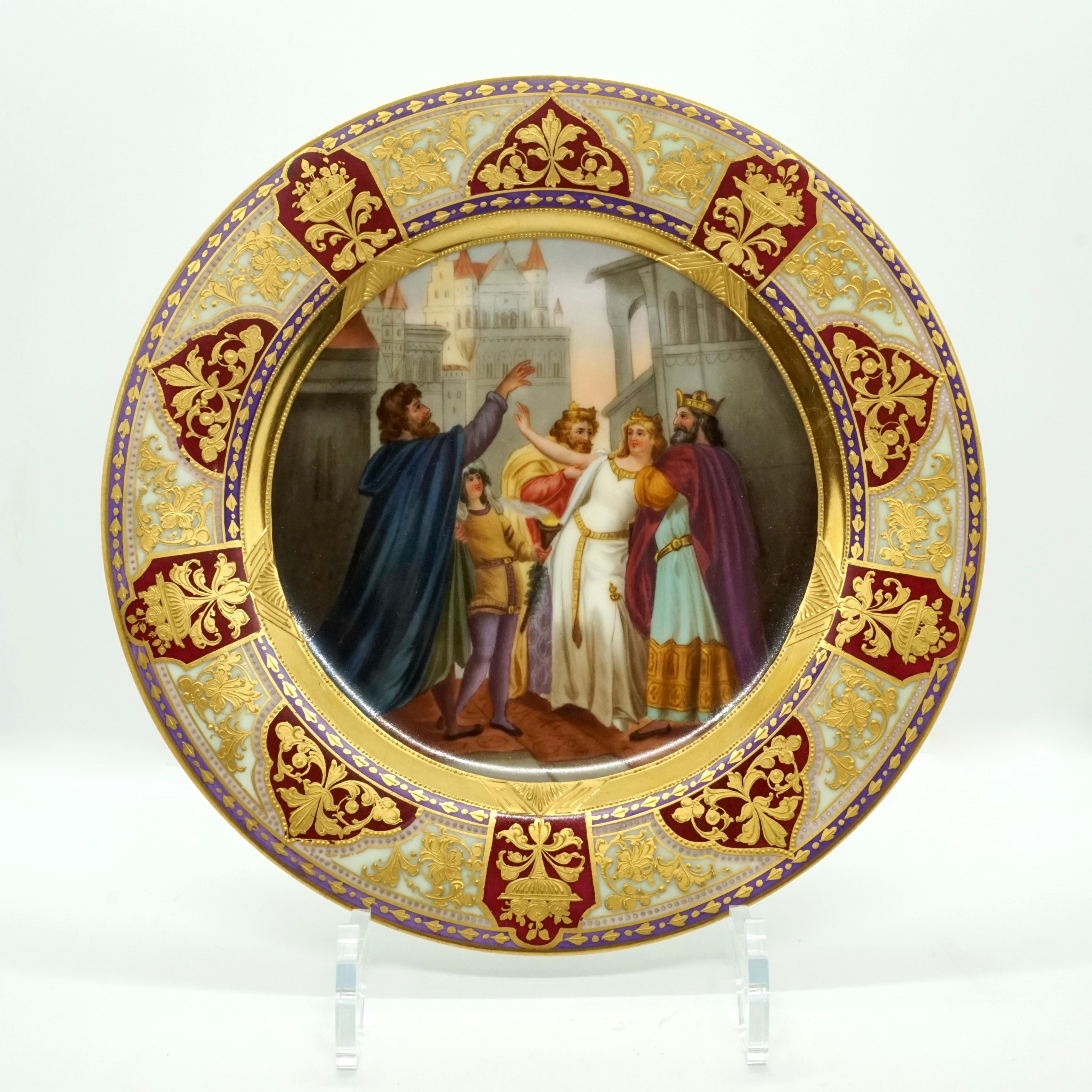 Porcelain Royal Vienna Picture Plate 'Lohengrin' Painted by Franz Wagner, circa 1900 For Sale