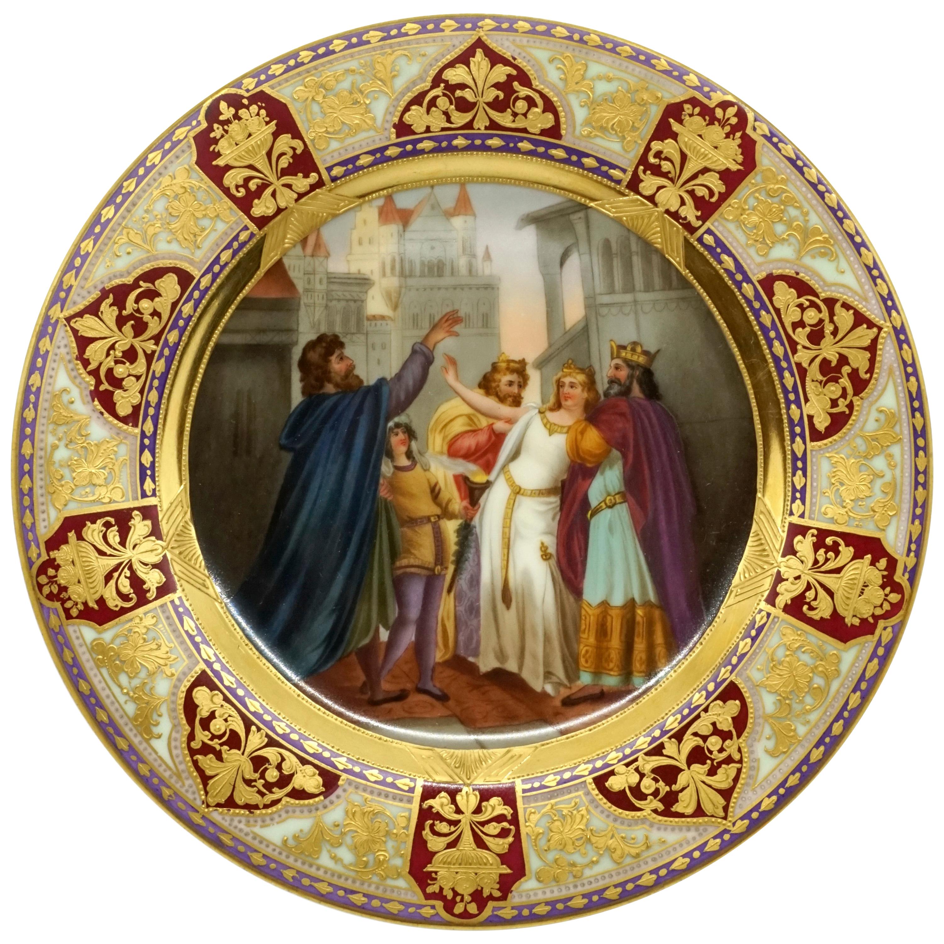 Royal Vienna Picture Plate 'Lohengrin' Painted by Franz Wagner, circa 1900 For Sale
