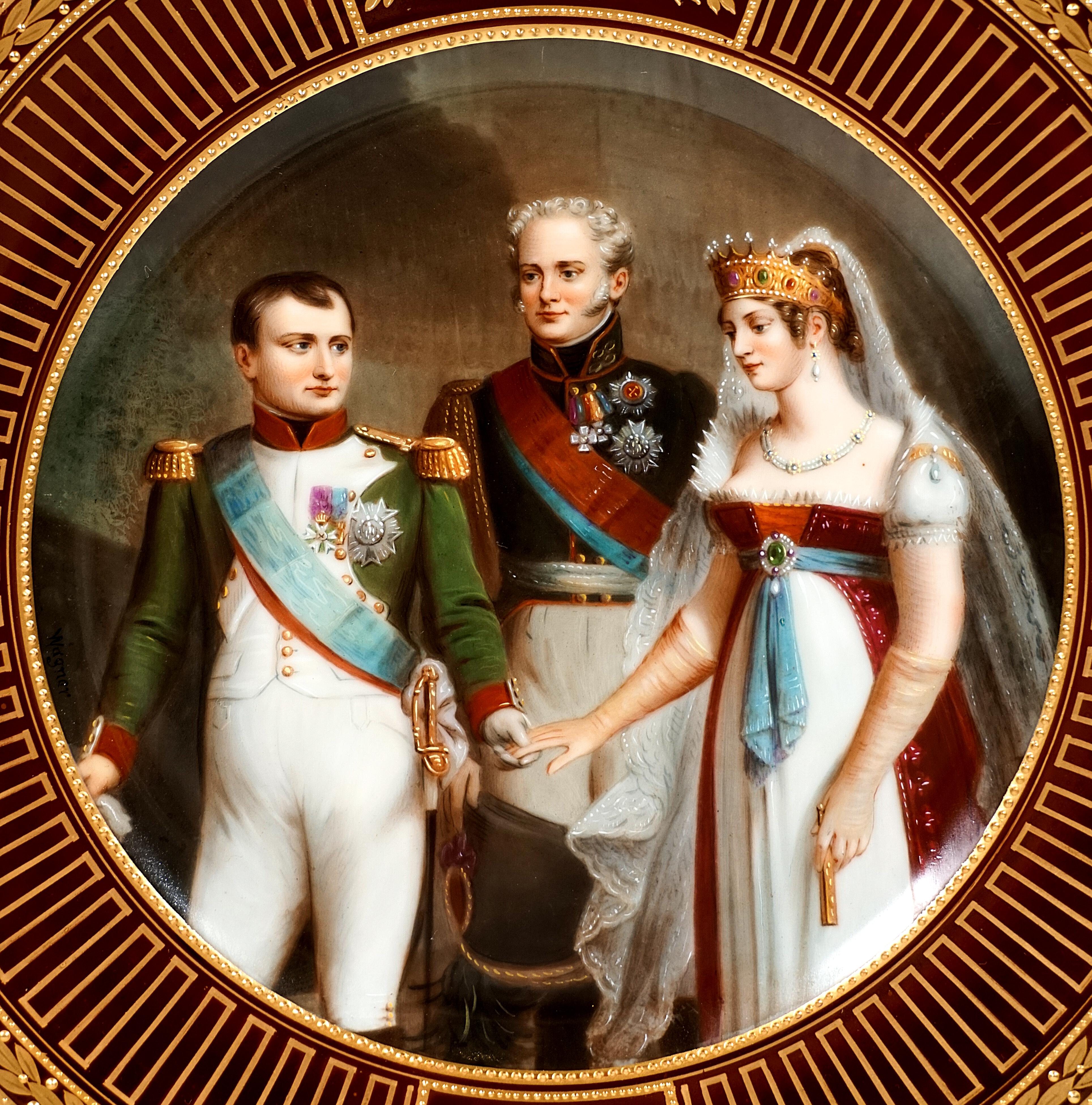 Other Royal Vienna Picture Plate 'Napoleon And Luise In Tilsit', Wagner, circa 1900