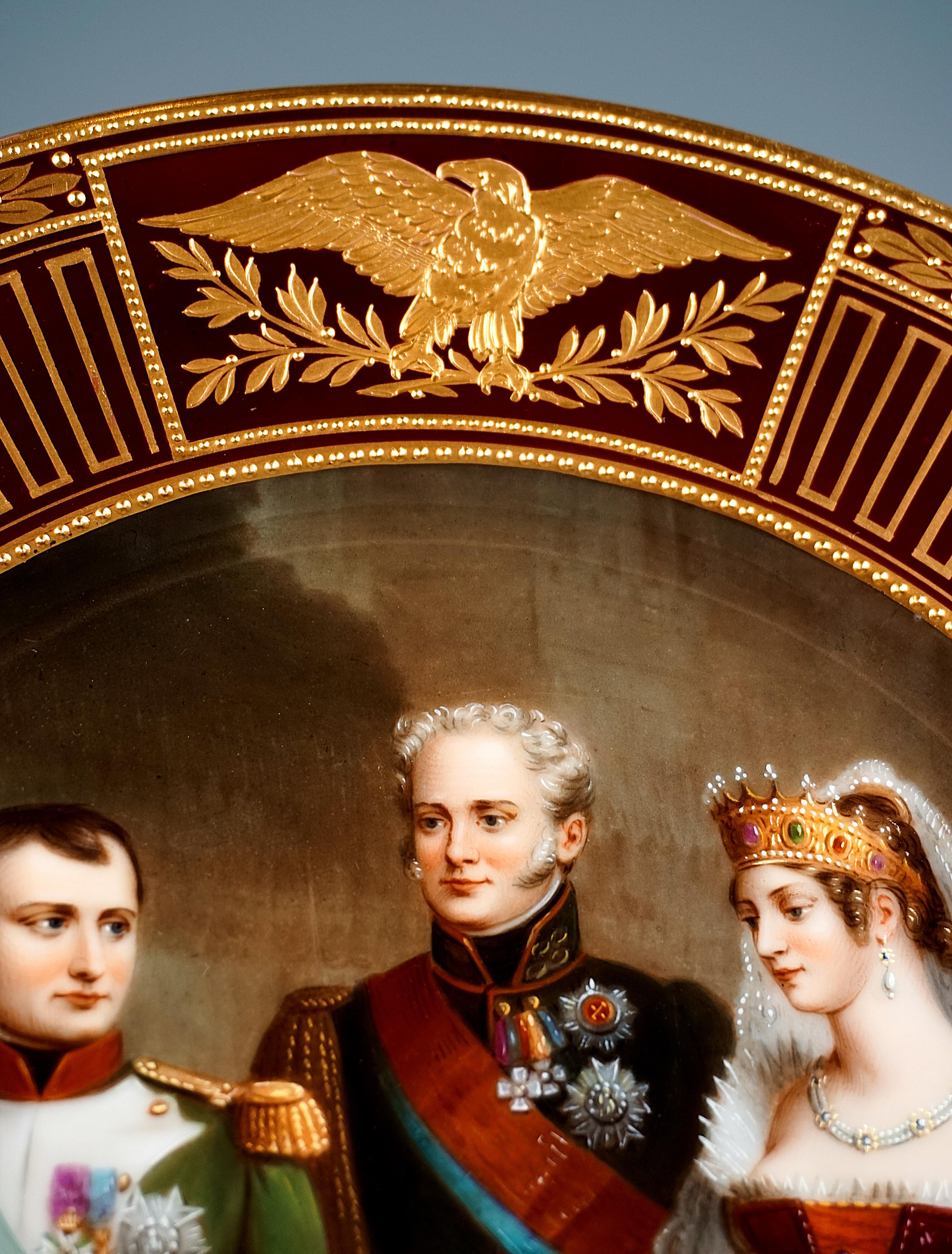 Hand-Painted Royal Vienna Picture Plate 'Napoleon And Luise In Tilsit', Wagner, circa 1900