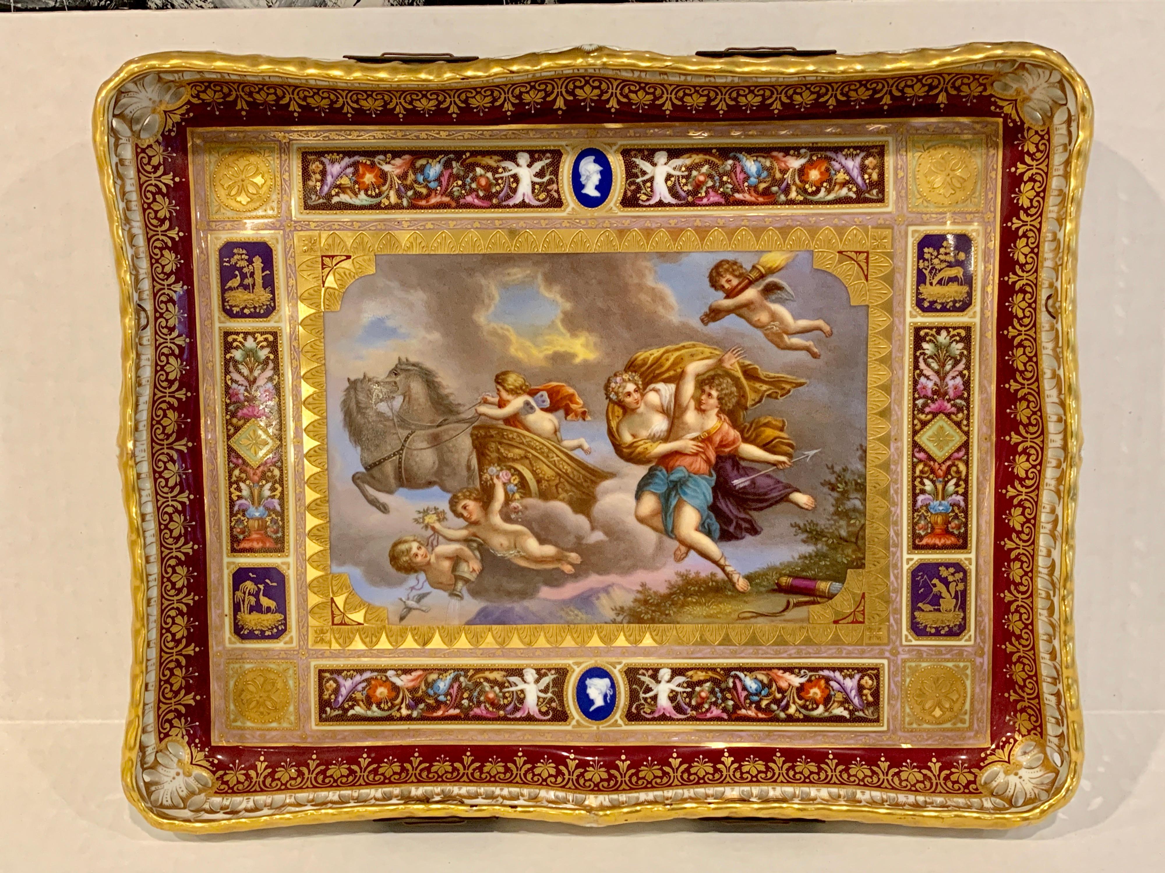 Royal Vienna Pierced Tray Depicting Cupid and the Charriot of Venus For Sale 6