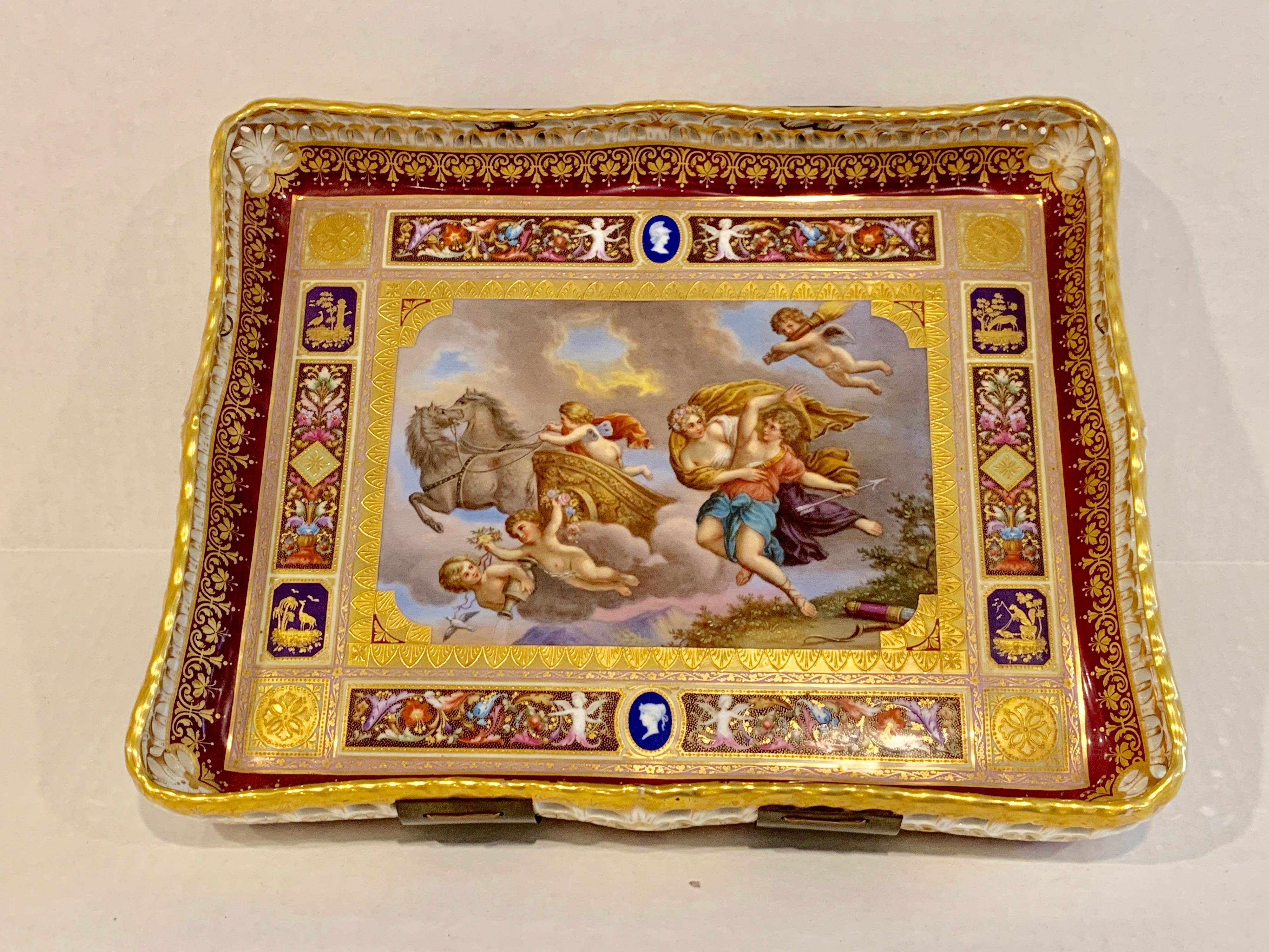 Royal Vienna Pierced Tray Depicting Cupid and the Charriot of Venus For Sale 8