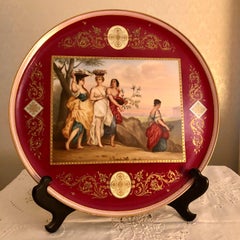 "Royal Vienna” Plaque Painted with 4 Ladies with Flower Baskets on Their Heads