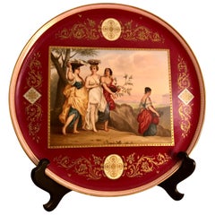 "Royal Vienna” Plaque Painted with 4 Ladies with Flower Baskets on Their Heads