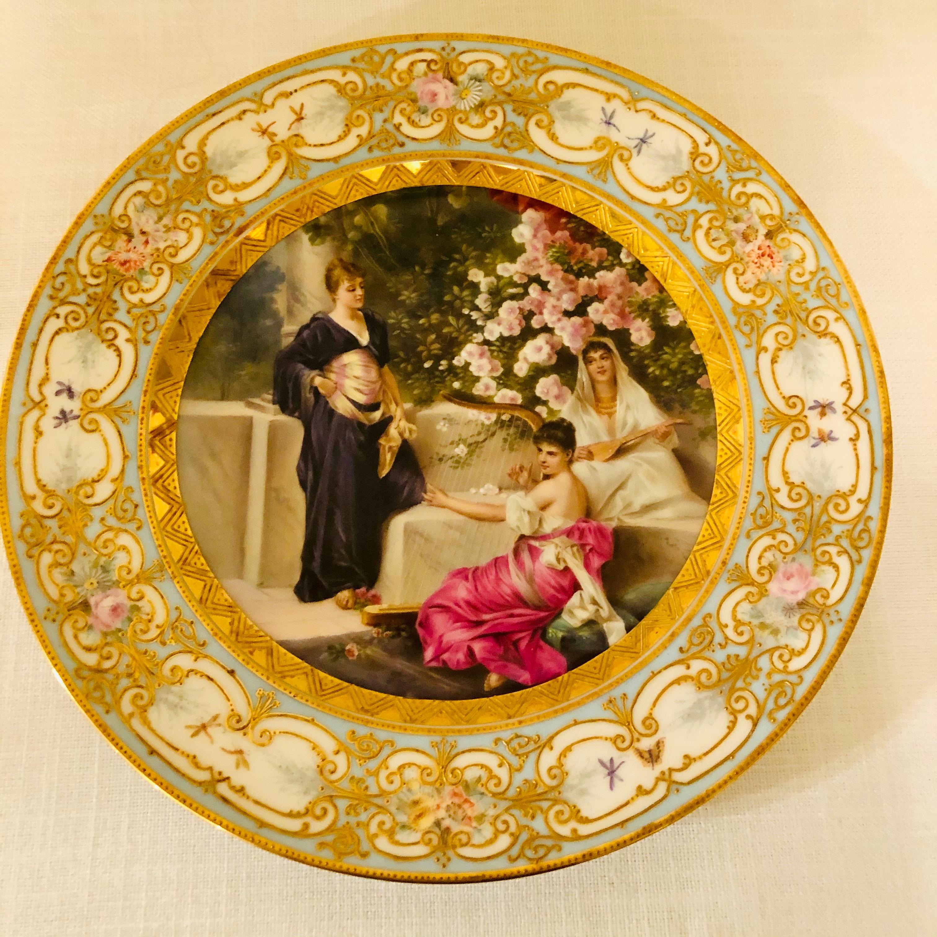 „Royal Vienna“-Teller mit 3 schönen Damen und Kirschblüten im Hintergrund im Angebot 12