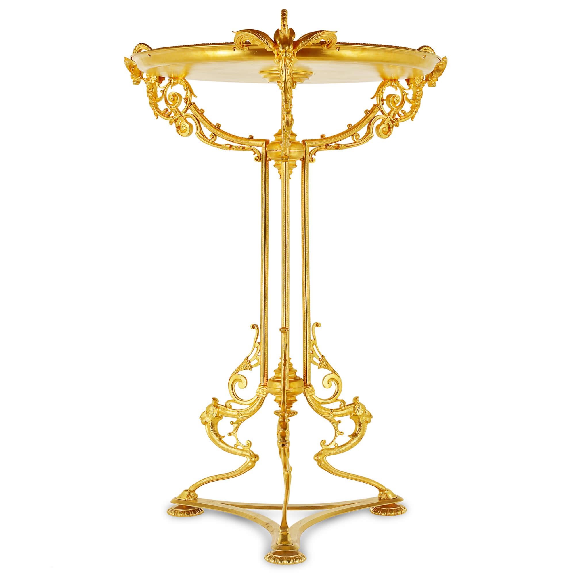 Austrian Royal Vienna Porcelain and Gilt Bronze Circular Side Table For Sale