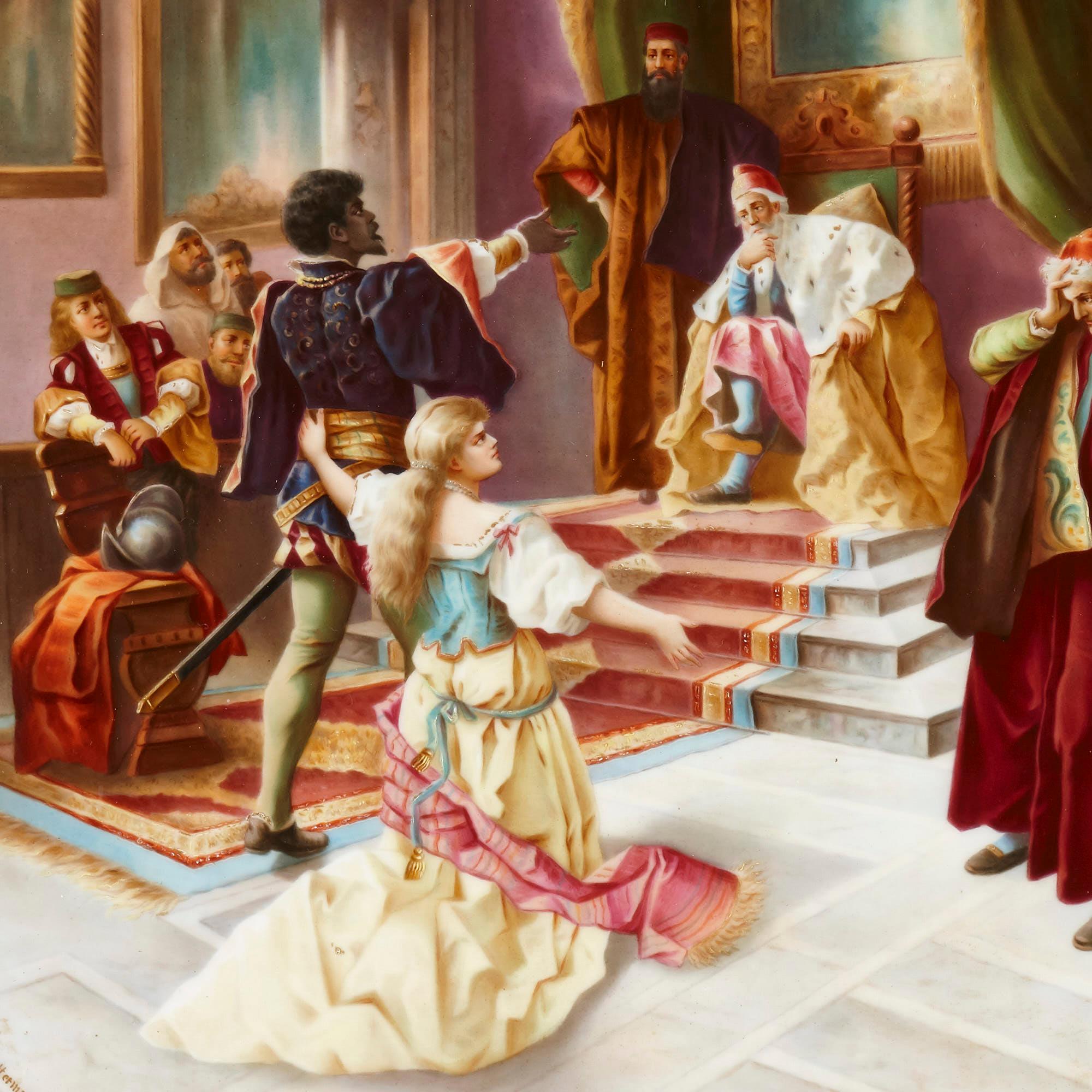 Cargador de porcelana Royal Vienna con tema de teatro Austríaco en venta