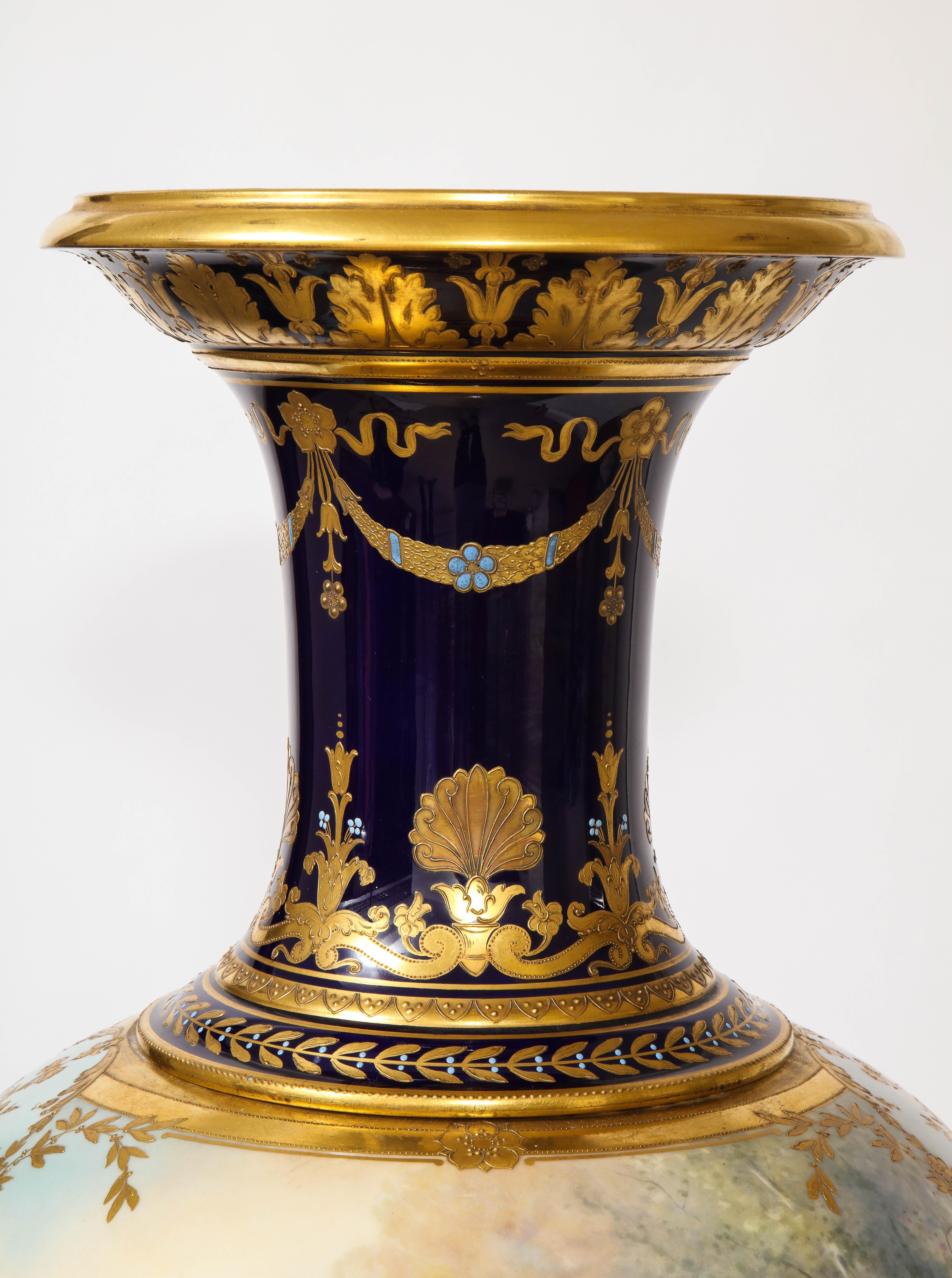 Royal Vienna Porcelain Cobalt Blue Ground Turquoise Jeweled Vase, O. Zwierzina 4