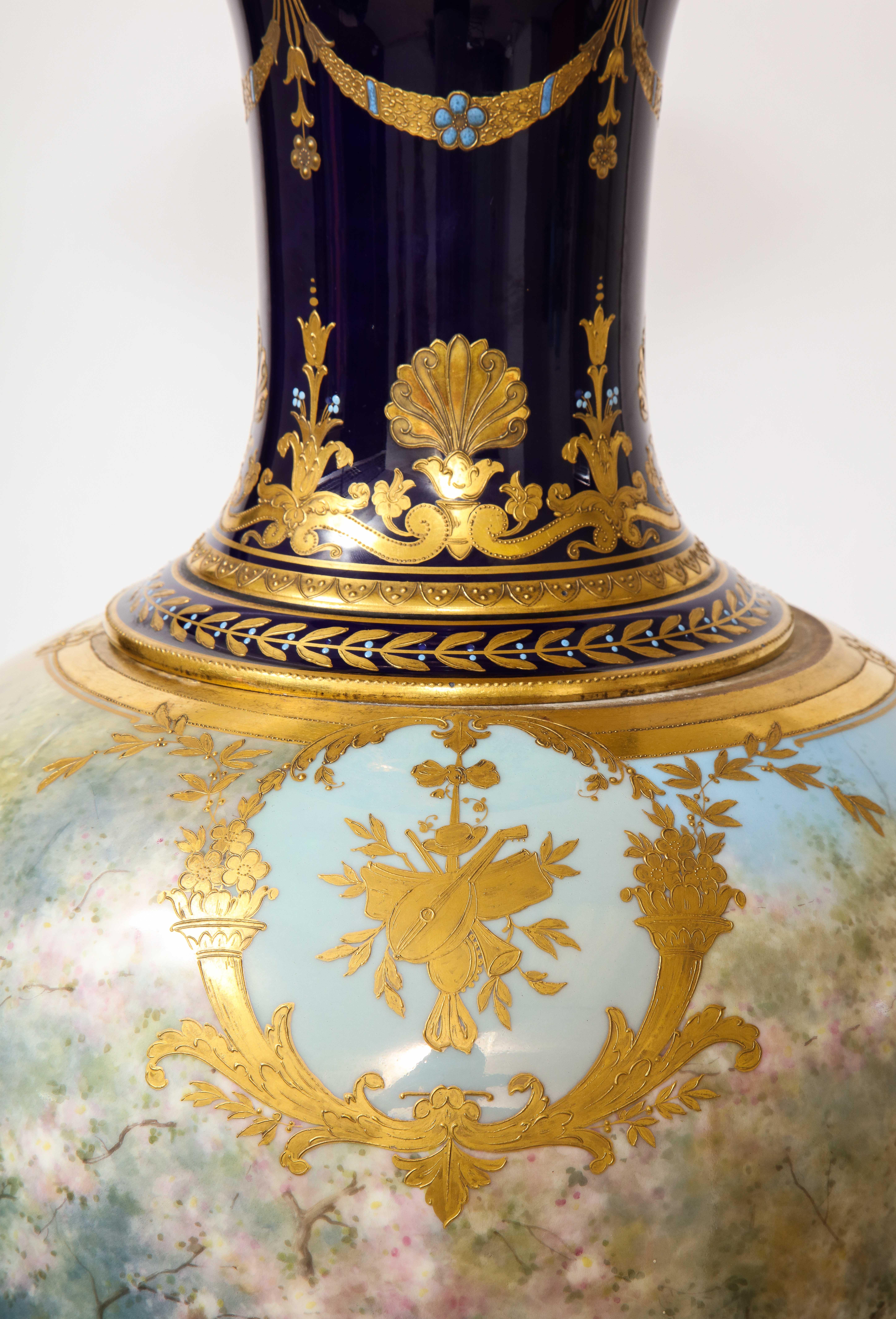 Royal Vienna Porcelain Cobalt Blue Ground Turquoise Jeweled Vase, O. Zwierzina 5