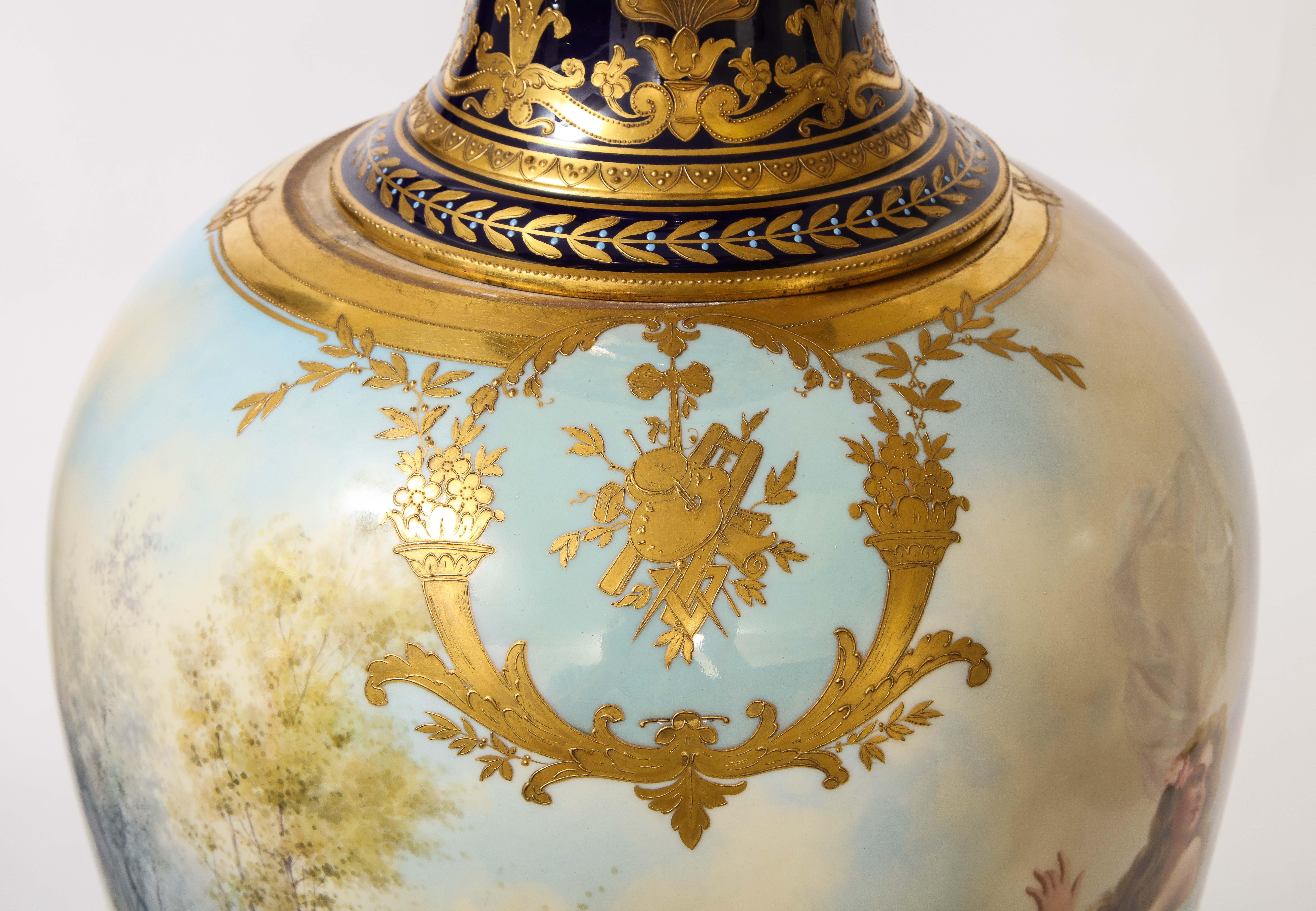 Royal Vienna Porcelain Cobalt Blue Ground Turquoise Jeweled Vase, O. Zwierzina 6