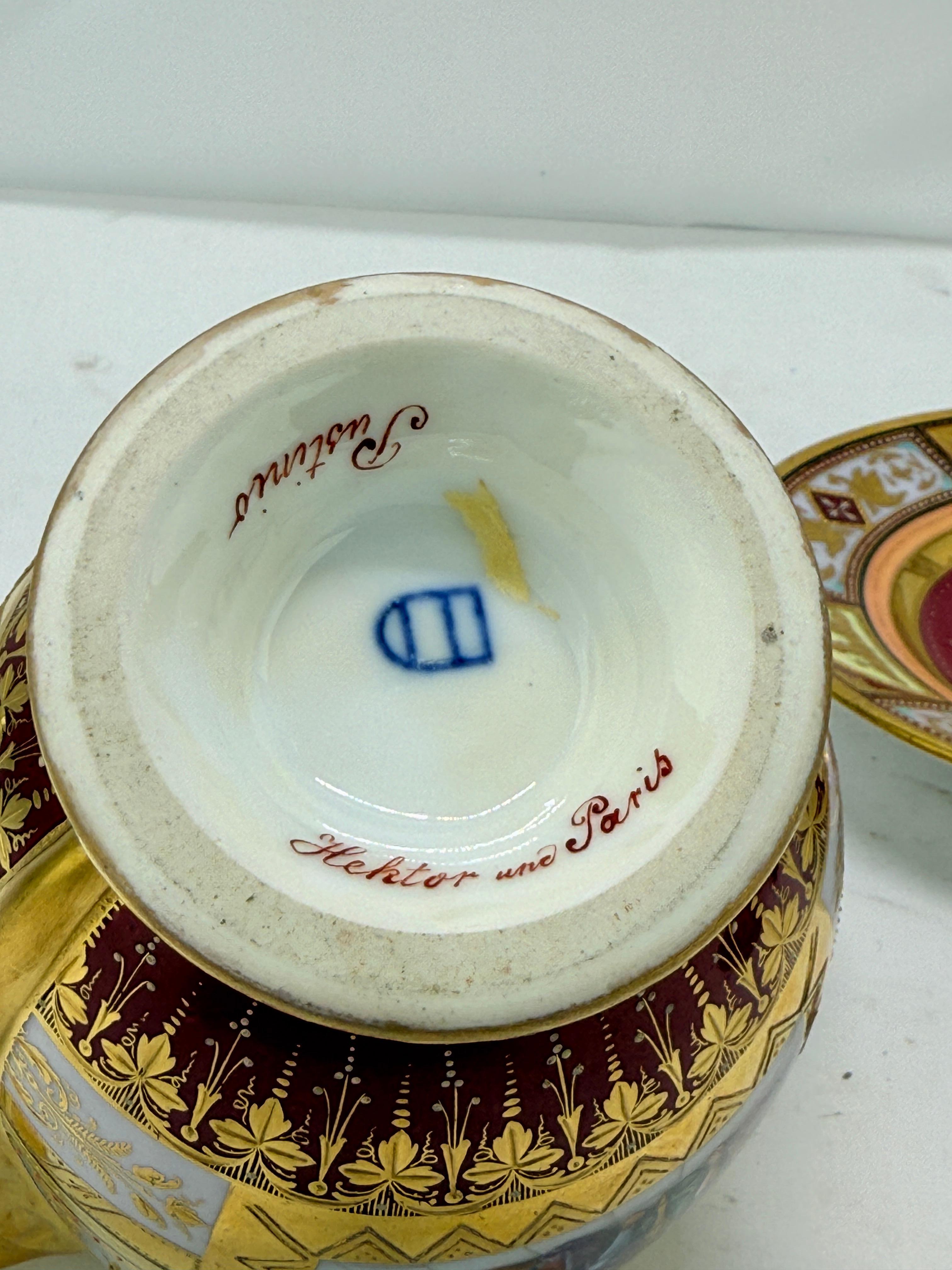 Royal Vienna Porcelain Covered Pitcher & Underplate Hector and Paris, Circa 1830 For Sale 4
