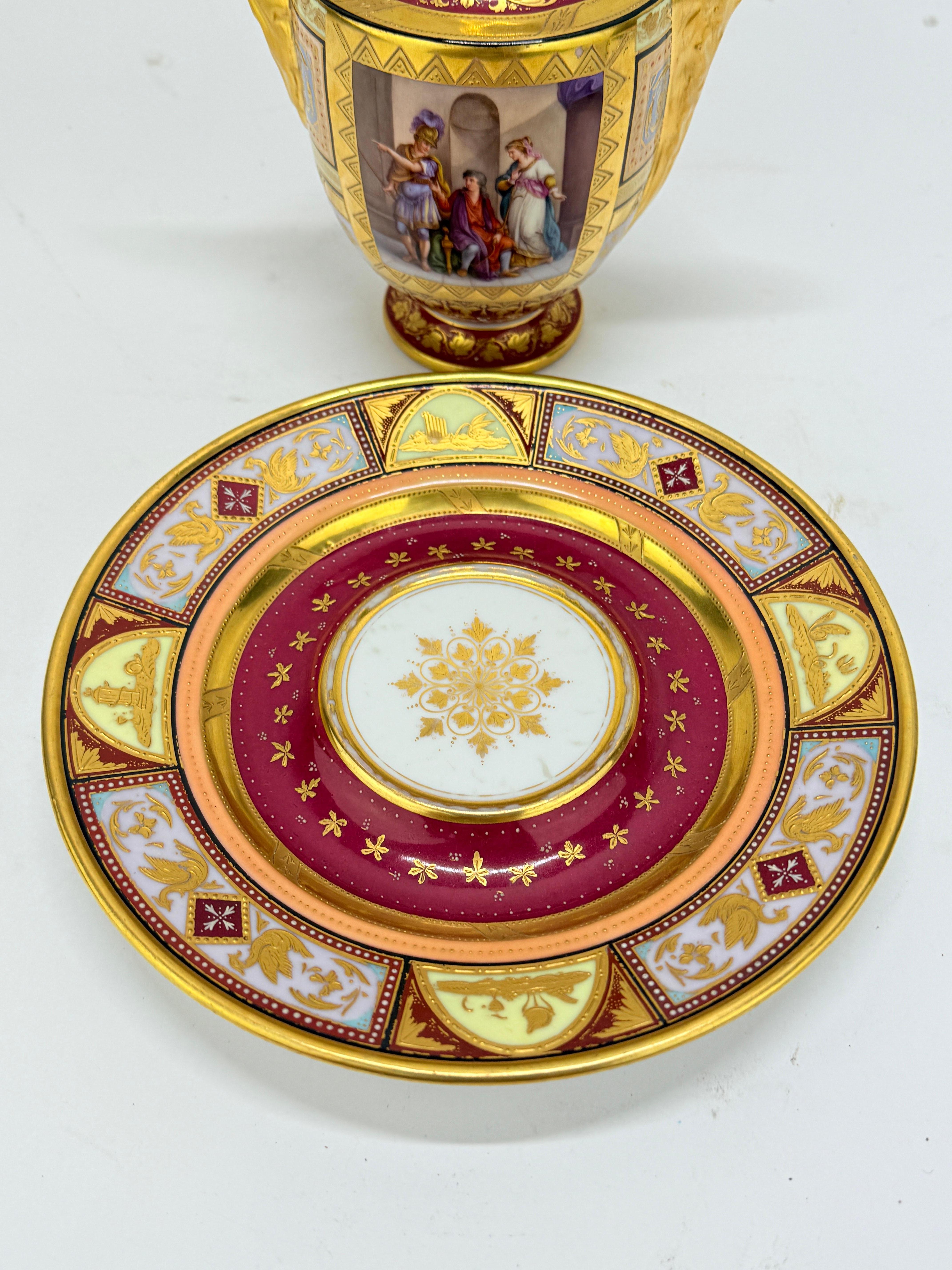 Royal Vienna Porcelain Covered Pitcher & Underplate Hector and Paris, Circa 1830 For Sale 7