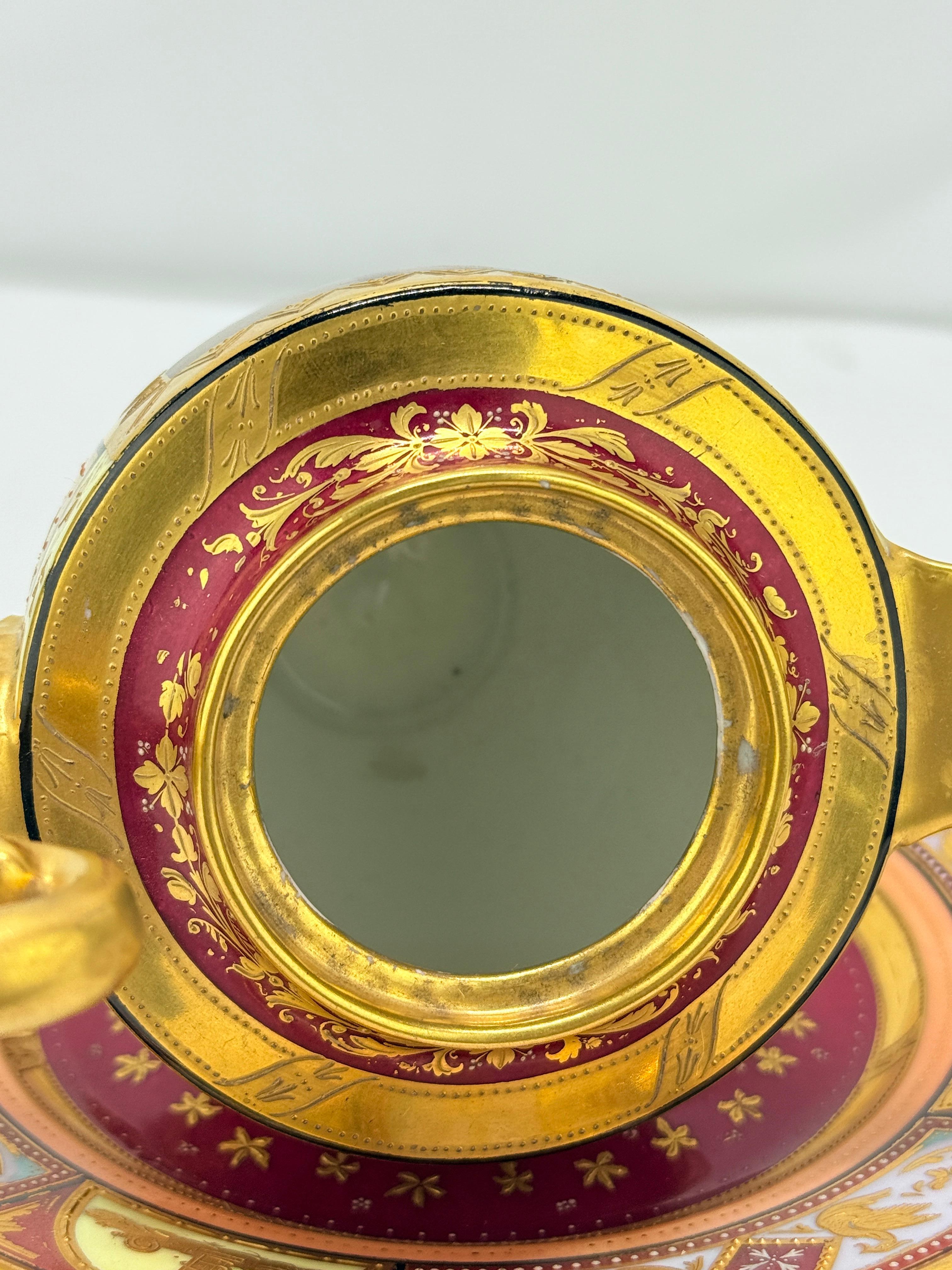 Royal Vienna Porcelain Covered Pitcher & Underplate Hector and Paris, Circa 1830 For Sale 3