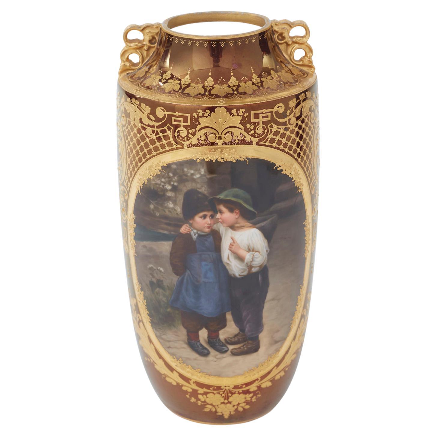 Vase/pièce décoratif en porcelaine royale de Vienne
