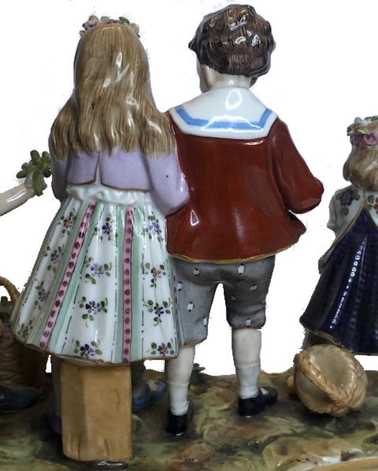 Early 20th Century Royal Vienna Porcelain Group of Children Playing Wedding, ca. 1915 For Sale