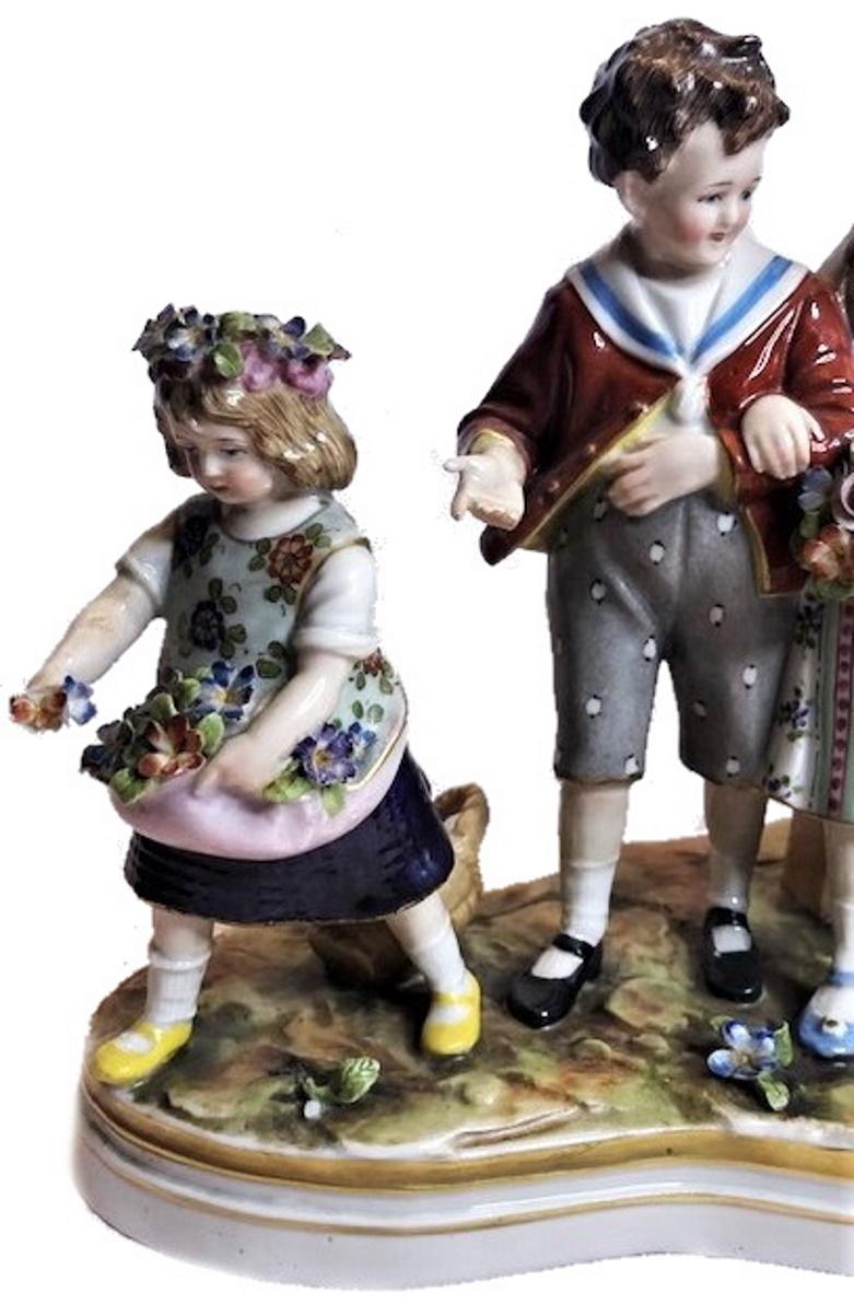This wonderful porcelain sculptural group depicting children playing in an 'adult wedding’ conveys with surprising accuracy the emotional component of the moment, conveyed in the expression of children's faces.

Dimensions:
Height: 7.13 inches
