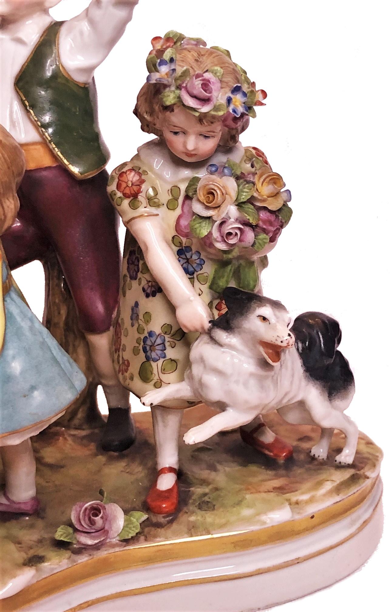 Painted Royal Vienna Porcelain Group of Children Playing Wedding, ca. 1915 For Sale