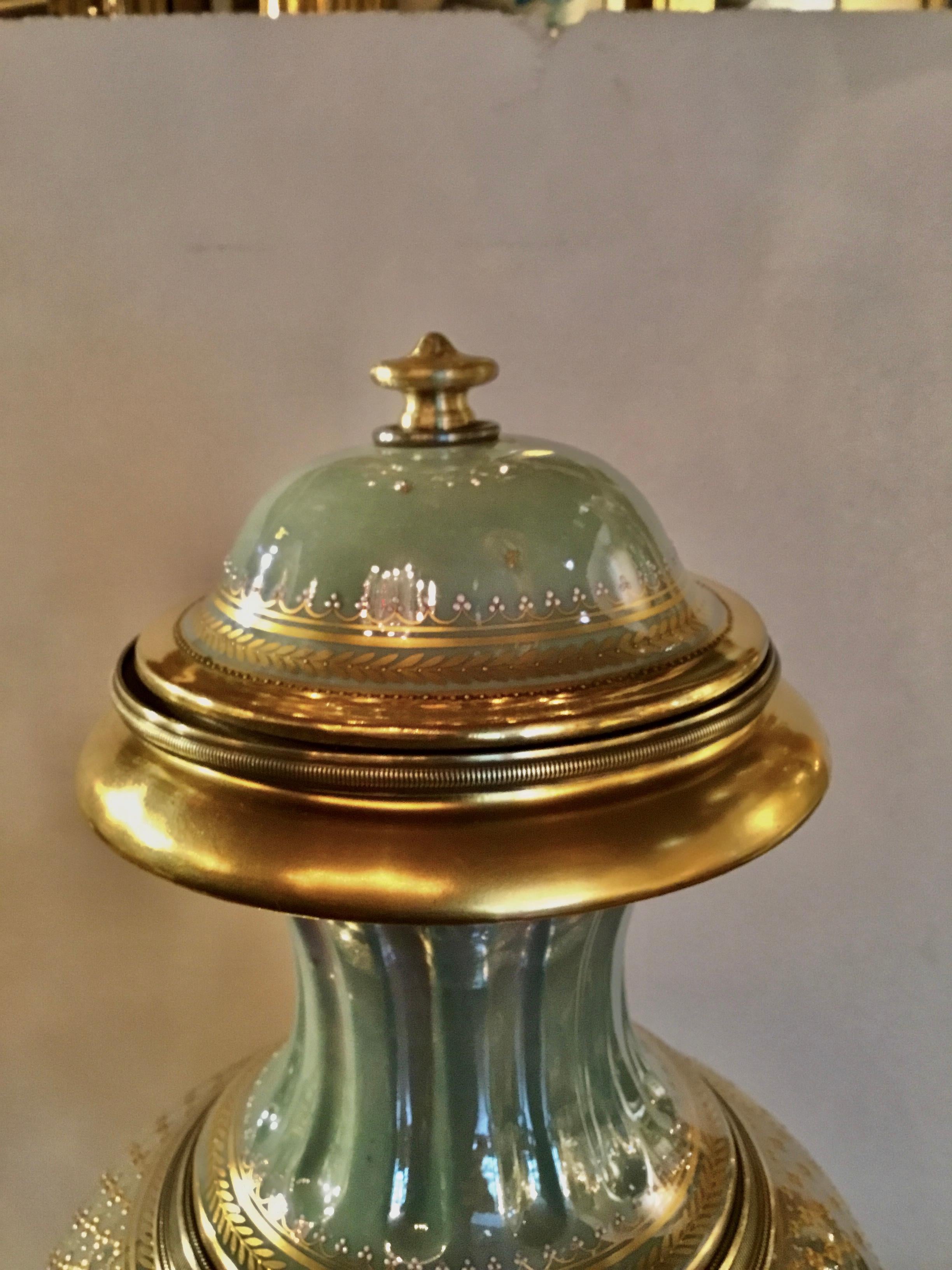 Royal Vienna Porcelain Urn Painted with Neoclassical Woman and Angel in Garden In Good Condition In Houston, TX