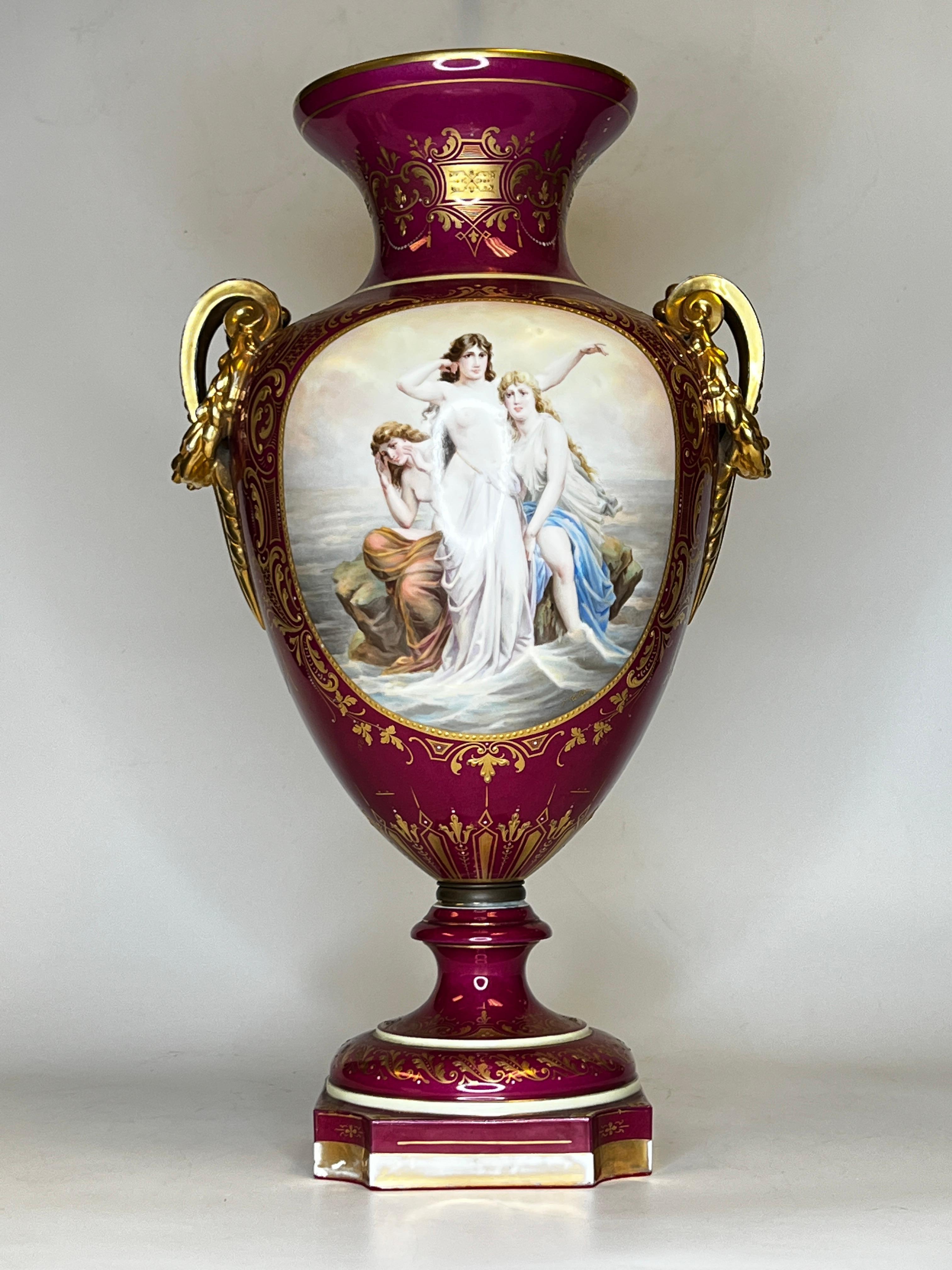 Neoclassical Revival Royal Vienna Porcelain Vase in the Neoclassical Style For Sale