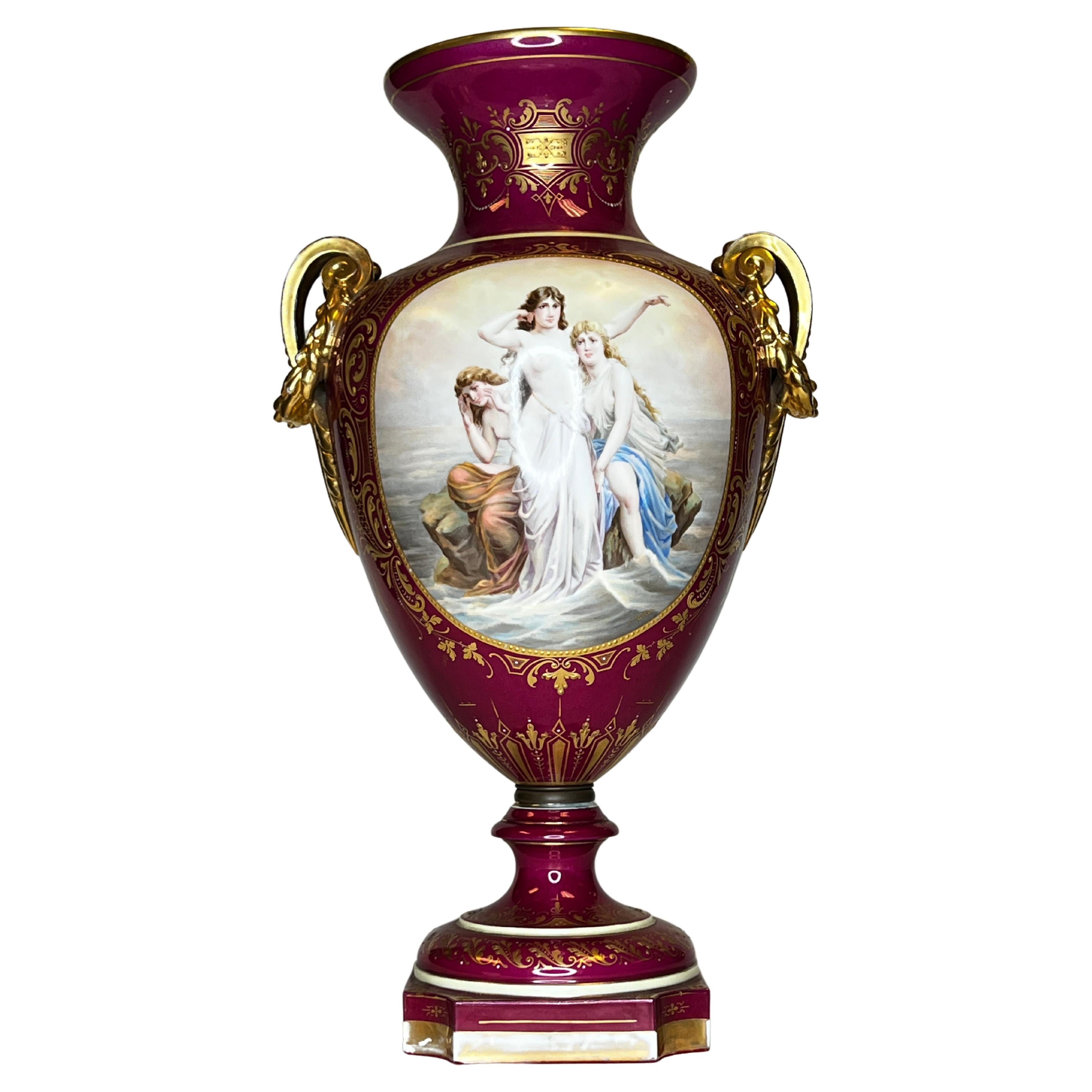 Royal Vienna Porcelain Vase in the Neoclassical Style For Sale