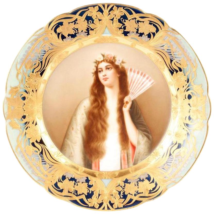 Royal Vienna Portrait Plate by Wagner 'B' For Sale