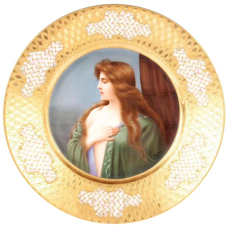 Royal Vienna Portrait Plate by Wagner 'D' For Sale