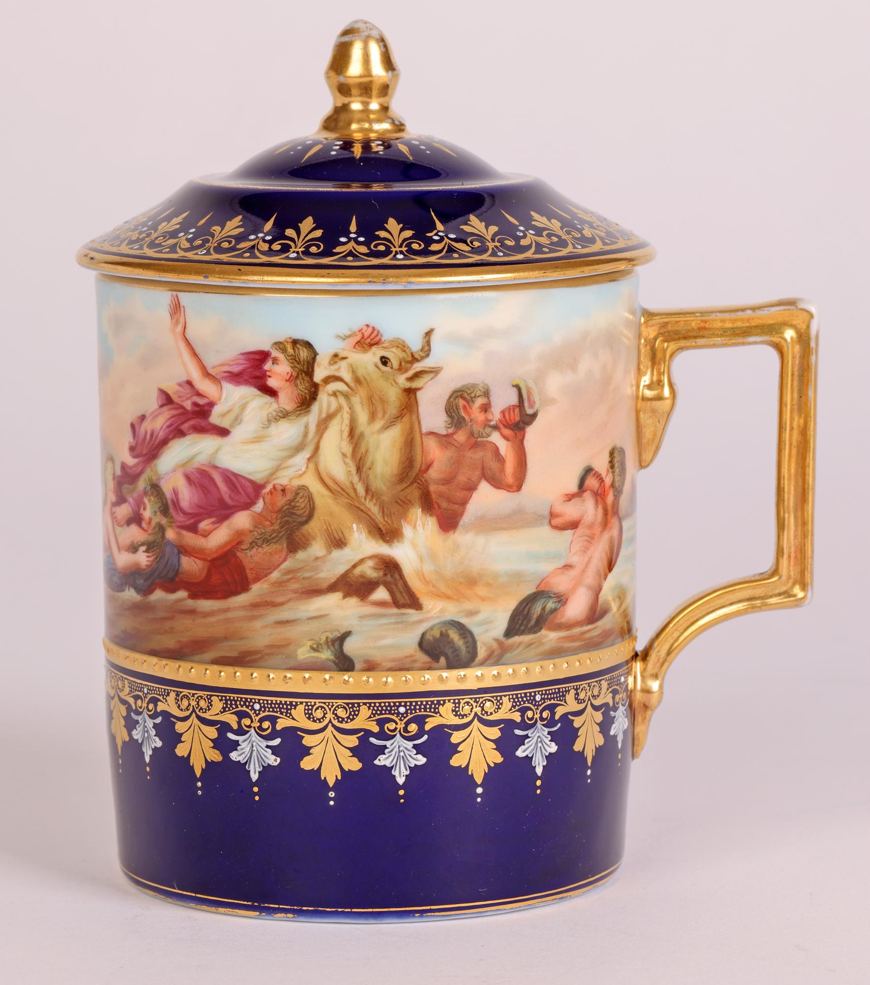 Royal Vienna Signed Galathea & the Rape of Europa Hand Painted Chocolate Cup For Sale 2