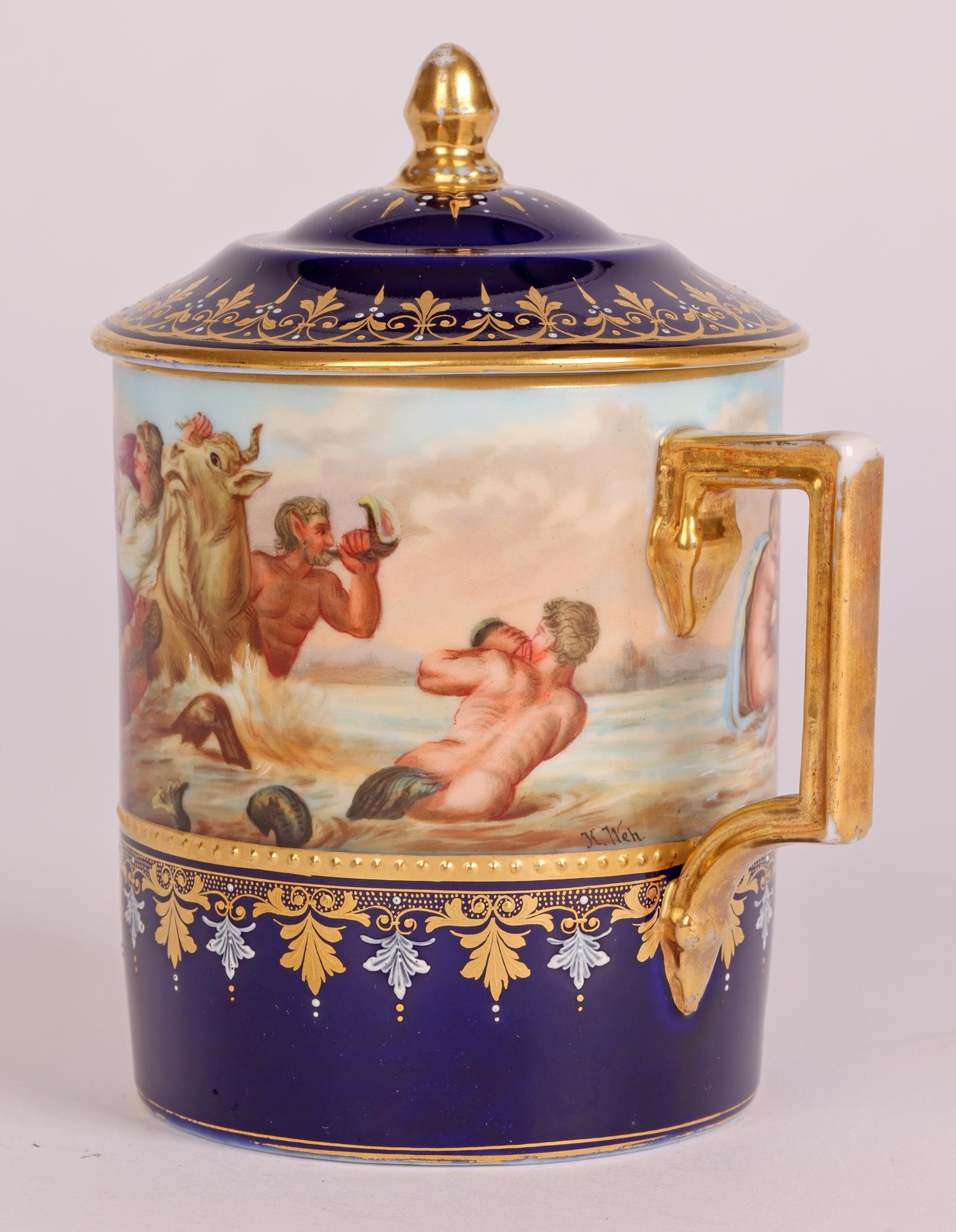 Royal Vienna Signed Galathea & the Rape of Europa Hand Painted Chocolate Cup For Sale 6