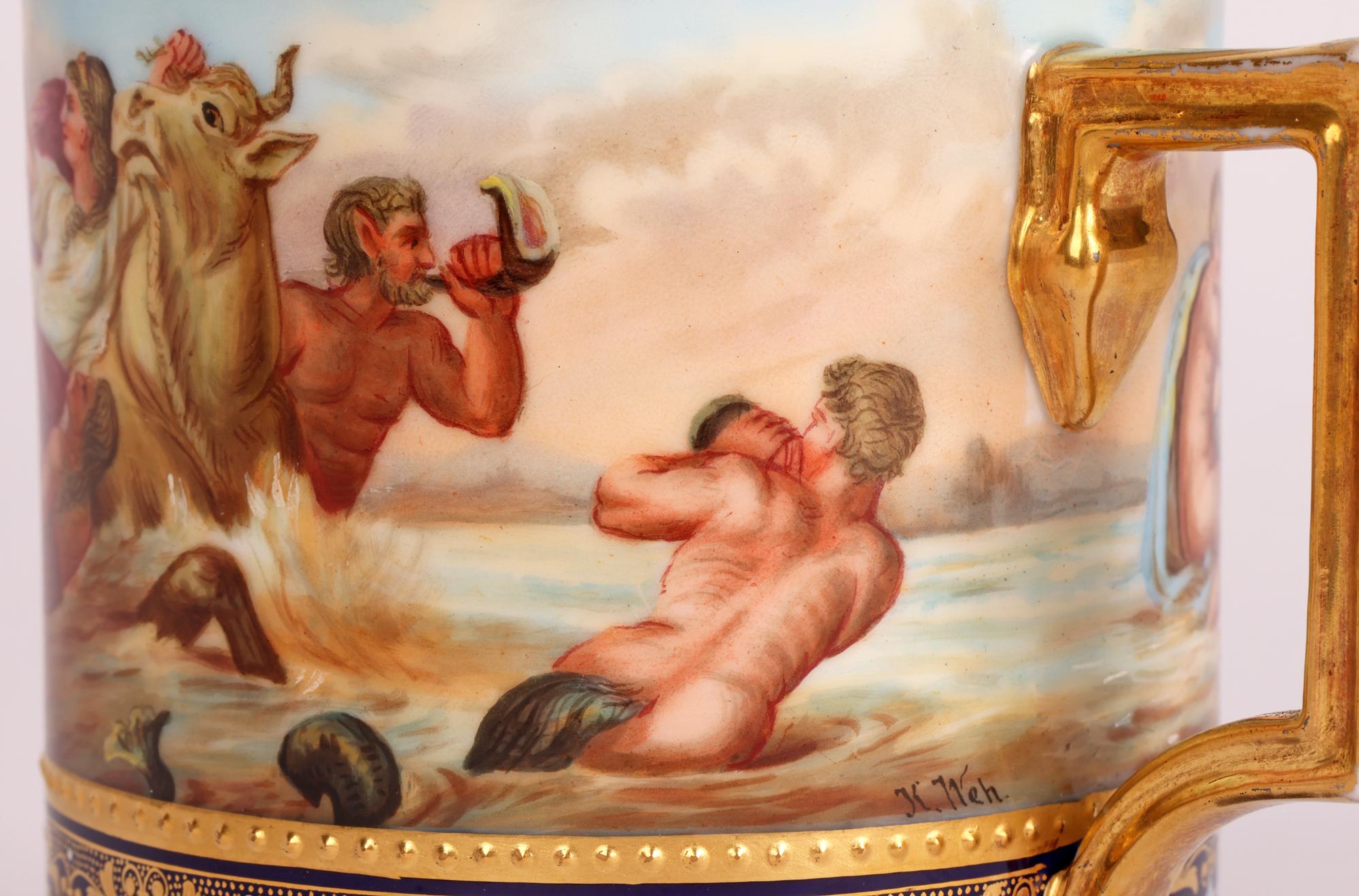 Royal Vienna Signed Galathea & the Rape of Europa Hand Painted Chocolate Cup For Sale 7