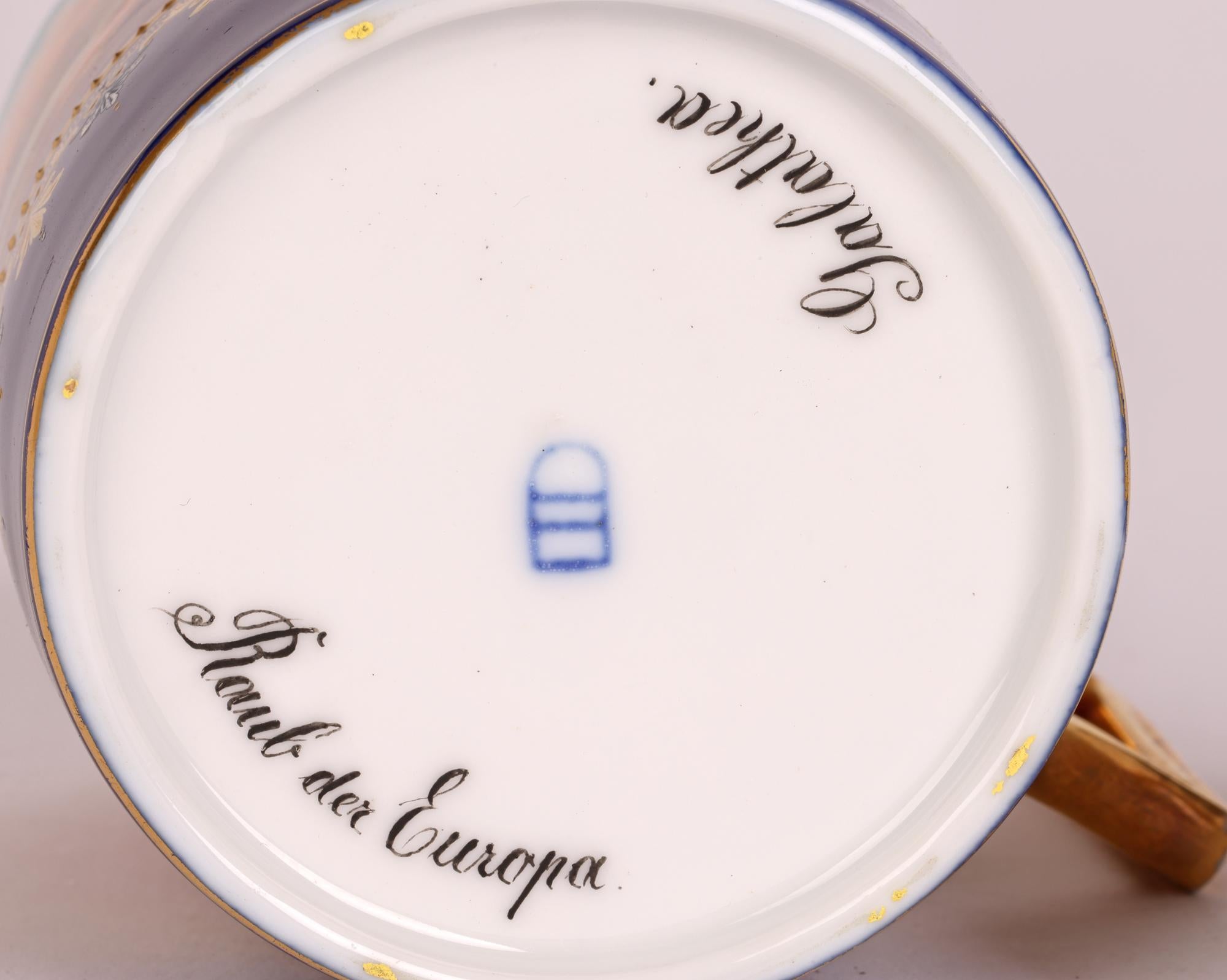 Tazza di cioccolato dipinta a mano Royal Vienna firmata Galathea e il ratto di Europa in vendita 10