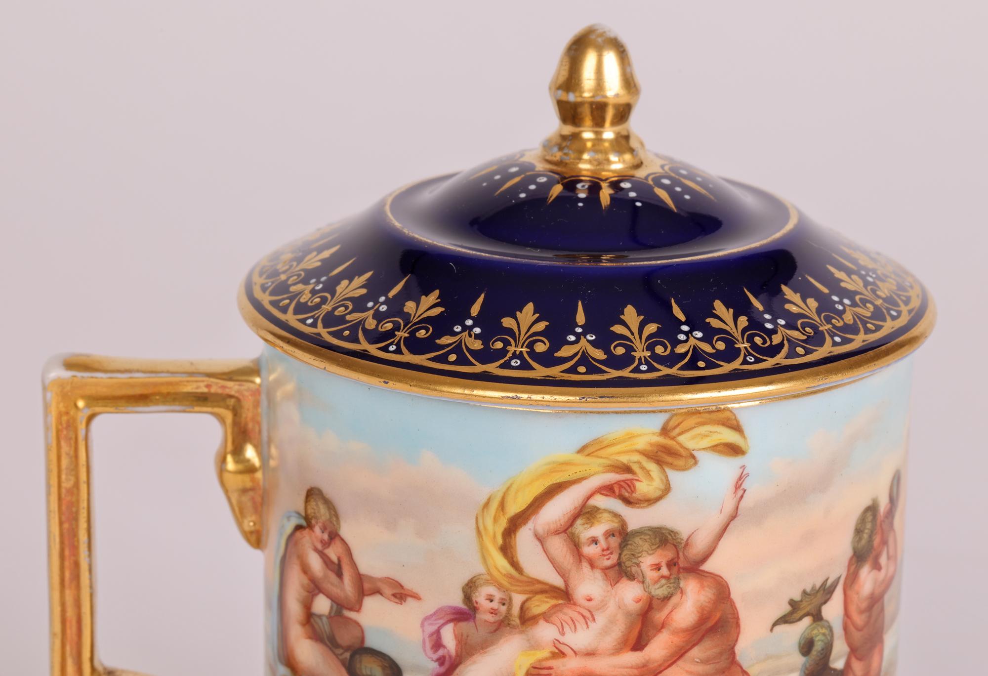 Austrian Royal Vienna Signed Galathea & the Rape of Europa Hand Painted Chocolate Cup For Sale