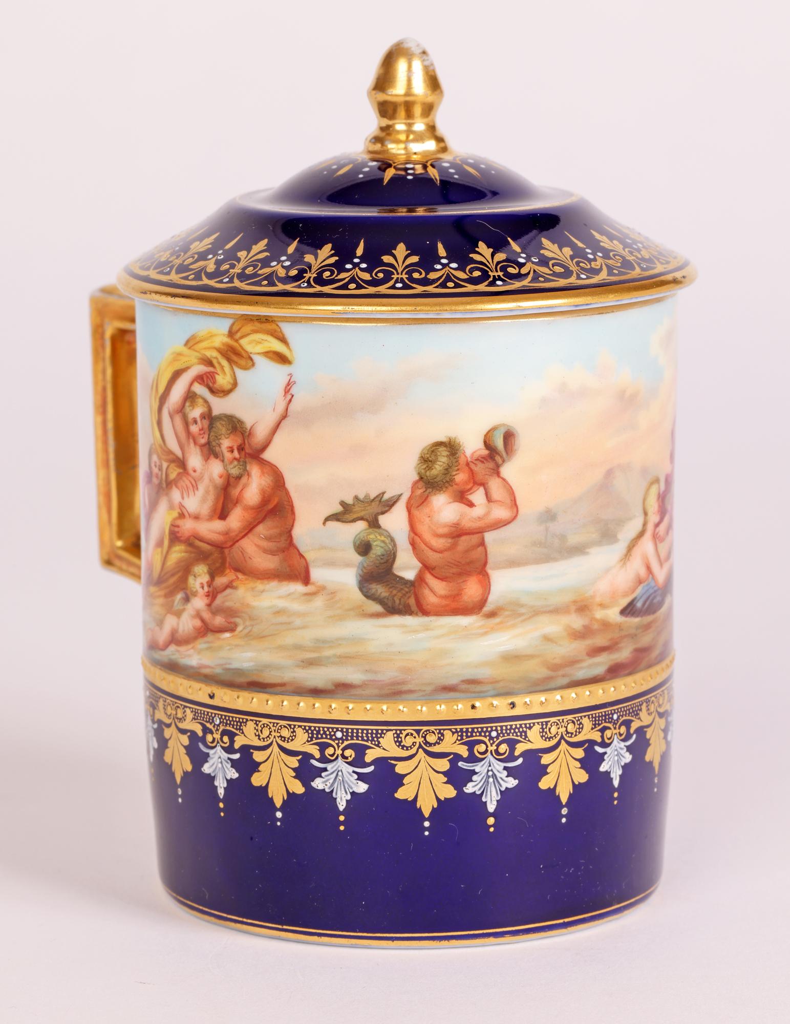Porcelain Royal Vienna Signed Galathea & the Rape of Europa Hand Painted Chocolate Cup For Sale