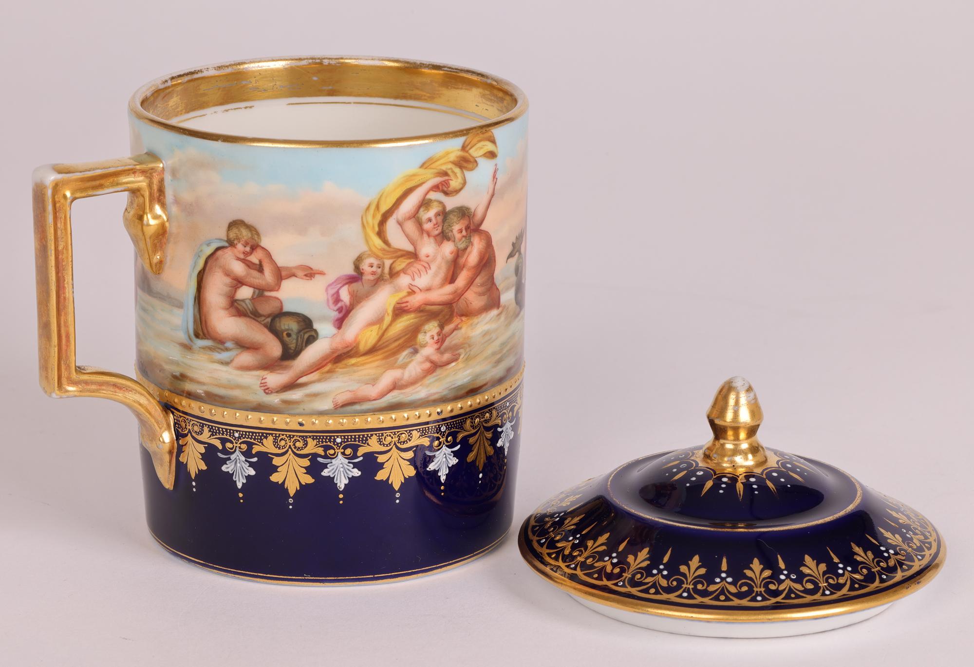 Royal Vienna Signed Galathea & the Rape of Europa Hand Painted Chocolate Cup For Sale 1