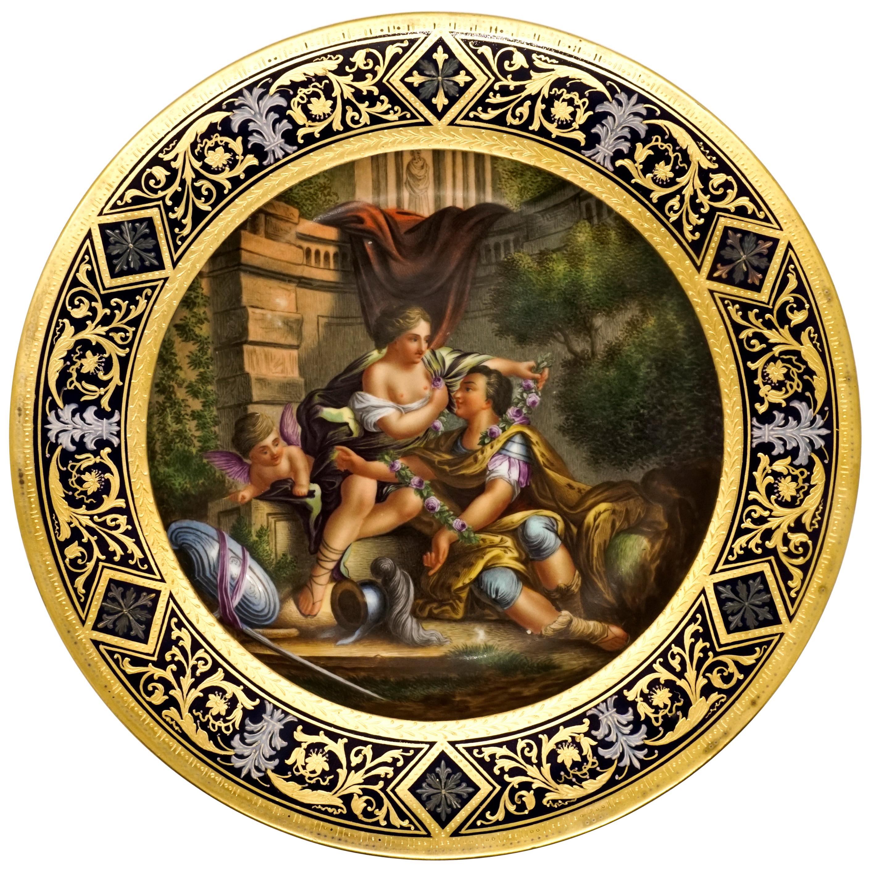 Royal Vienna Splendour Plate 'Roman Courting Scene With Cupid', circa 1890 For Sale