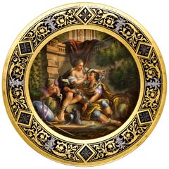 Placa de Esplendor Real de Viena "Escena de cortejo romano con Cupido", hacia 1890