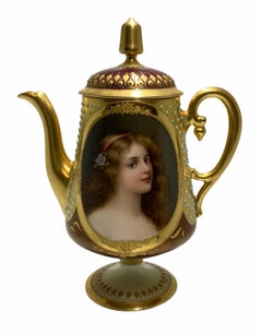 Royal Vienna Style German Hand Painted Portrait Teapot