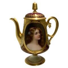 Royal Vienna Style German Hand Painted Portrait Teapot