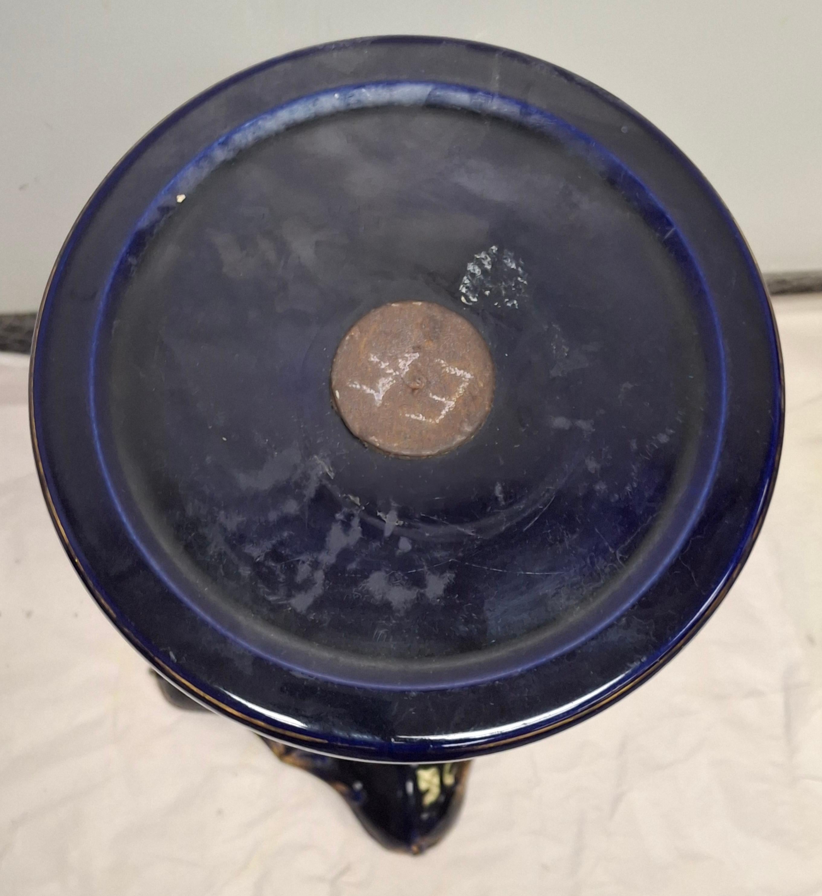 Royal Vienna Porcelain Blue Cobalt Decorated Pedestal, Circa 1900s, Signed For Sale 1