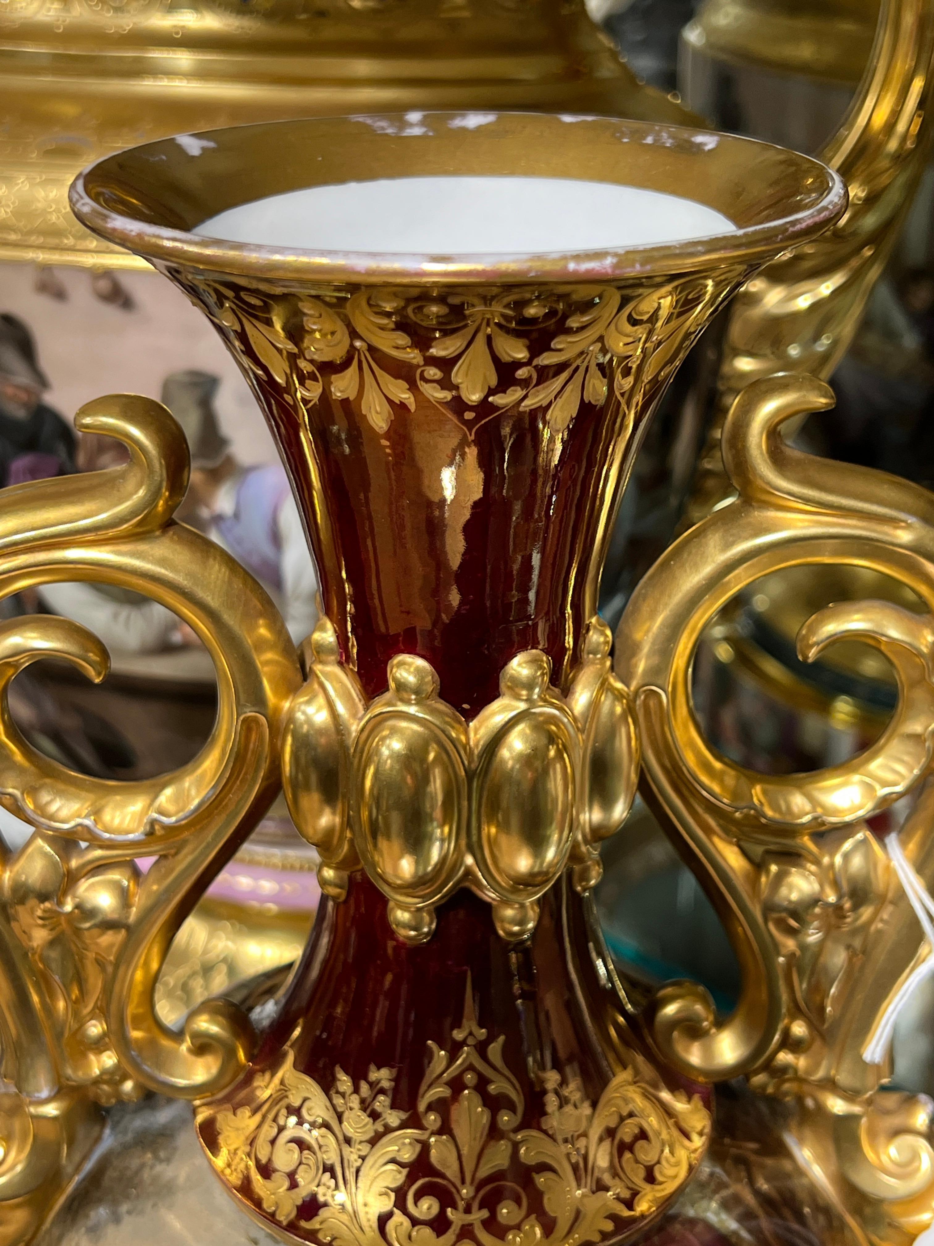 Royal Vienna Style Porcelain Vase Celebrating Autumn For Sale 3