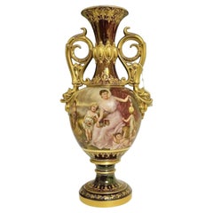 Royal Vienna Style Porcelain Vase Celebrating Autumn