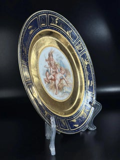 Royal Vienna Style, Putti Allegory with Raised Gold & Cobalt Border - 9.4im