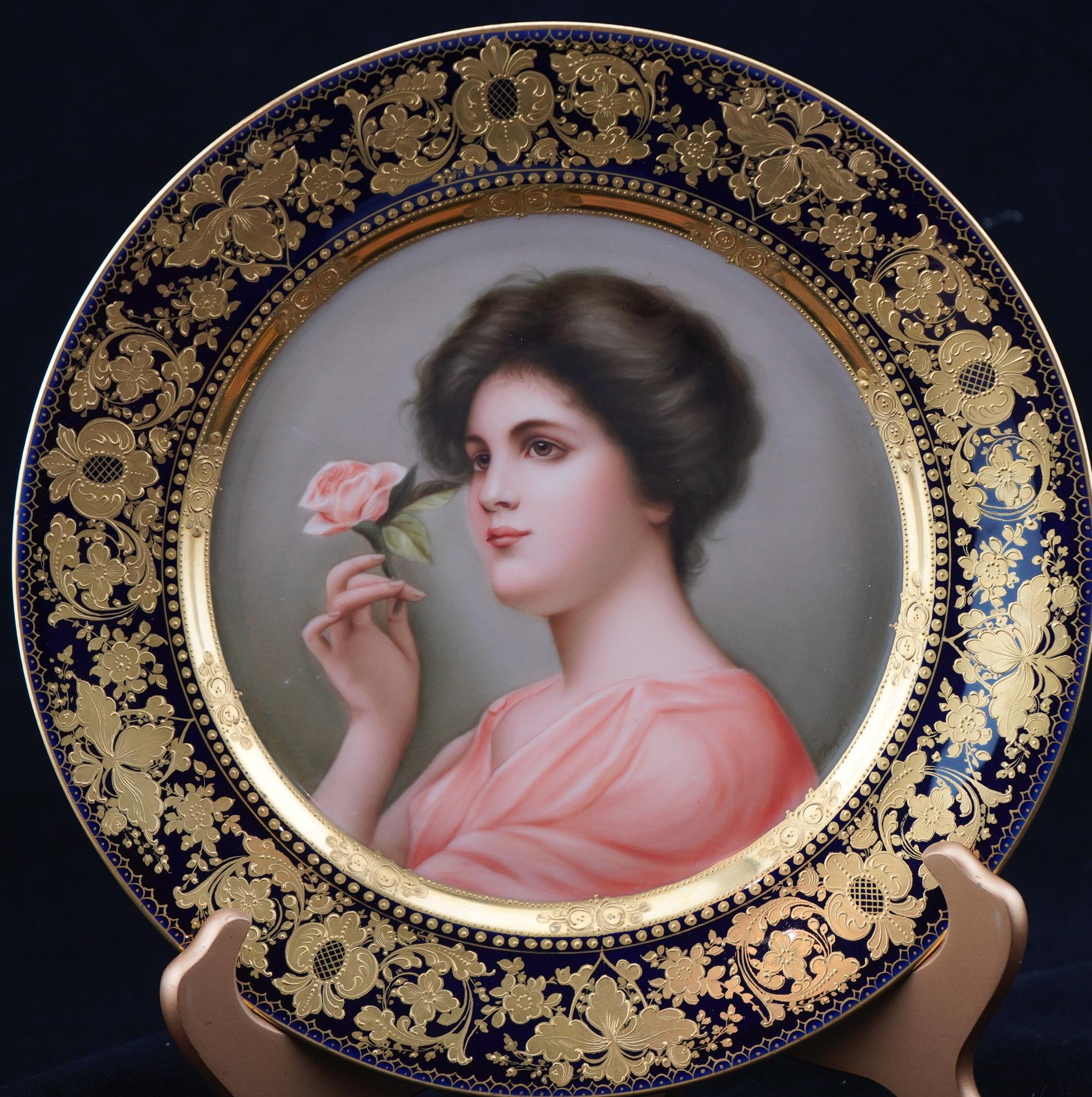A Royal Vienna style porcelain cabinet plate titled 