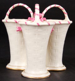 Royal Worcester 3-Welled Pink and White Vase