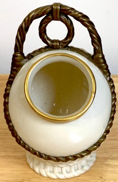 Royal Worcester Aesthetic Basketweave Amphora Spill Vase, 1883