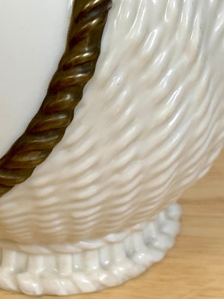 Royal Worcester Aesthetic Basketweave Amphora Spill Vase, 1883 In Good Condition For Sale In West Palm Beach, FL
