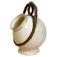 Vase d'amphore en tissu tressé panier Royal Worcester, esthétique, 1883